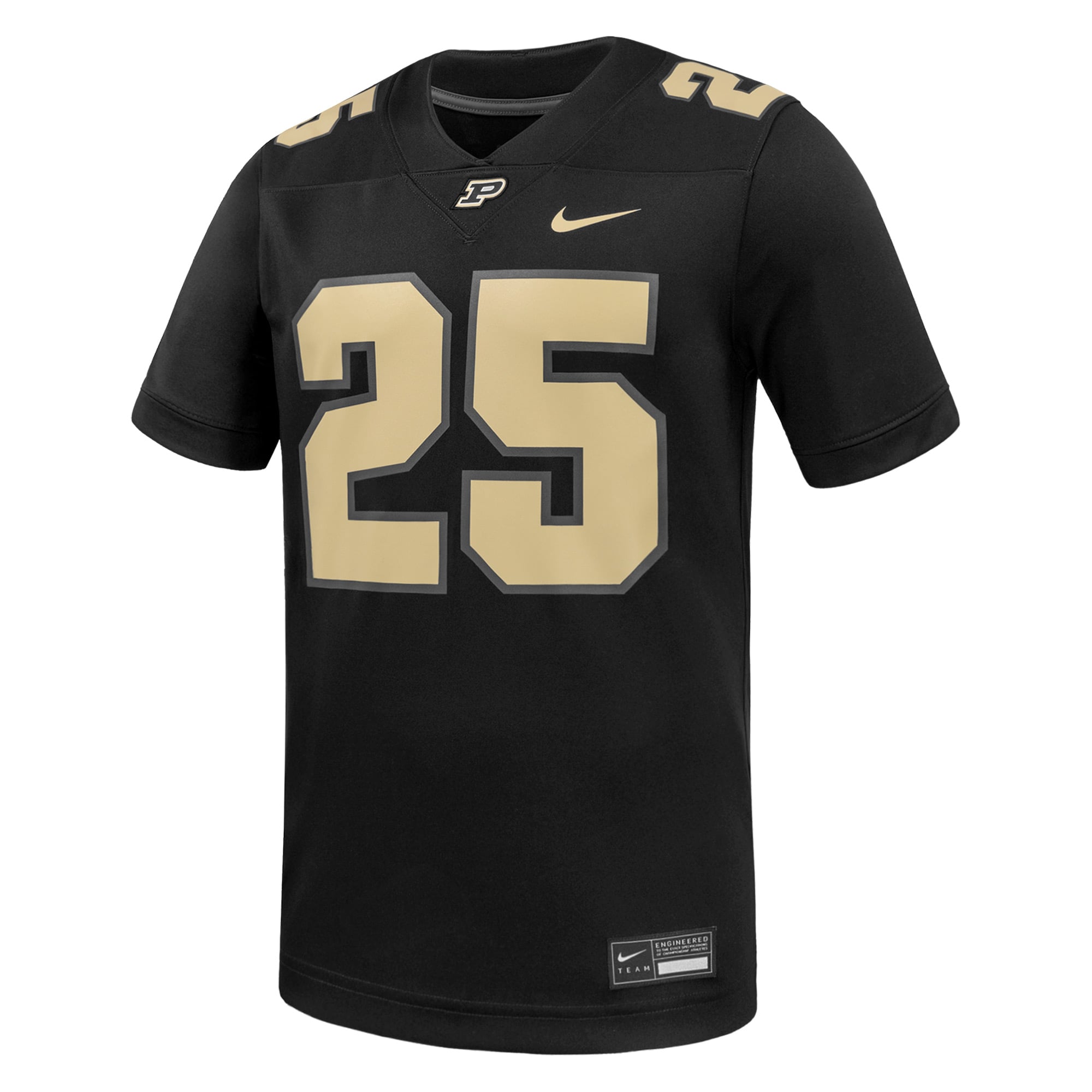 #25 Purdue Boilermakers Alternate Football Jersey Black - front view