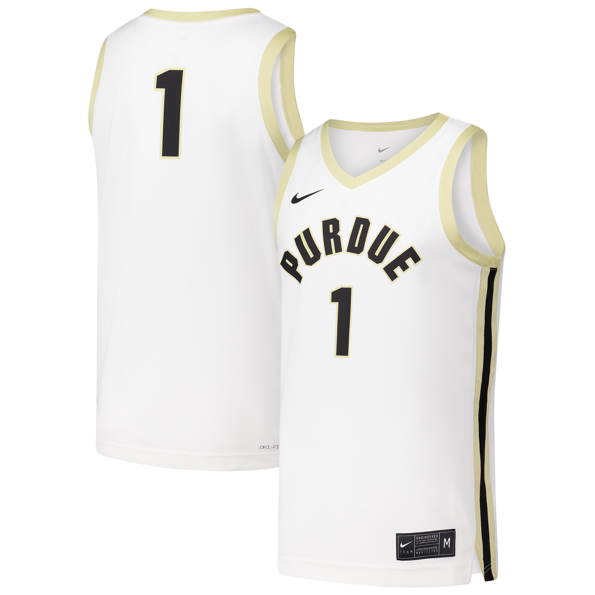 #1 Purdue Boilermakers Basketball Jersey White - front and back view