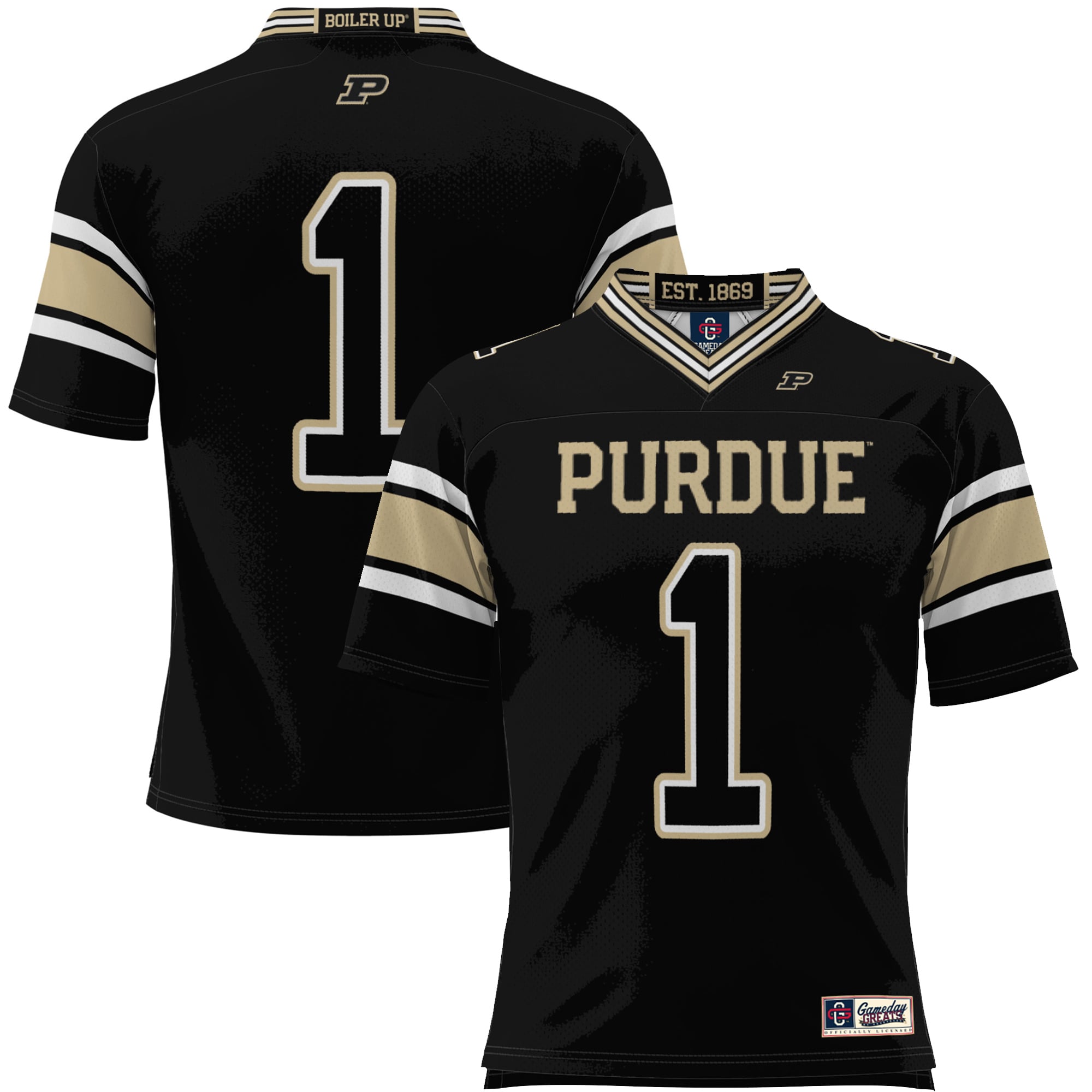 #1 Purdue Boilermakers Youth Endzone Football Jersey Black - front view