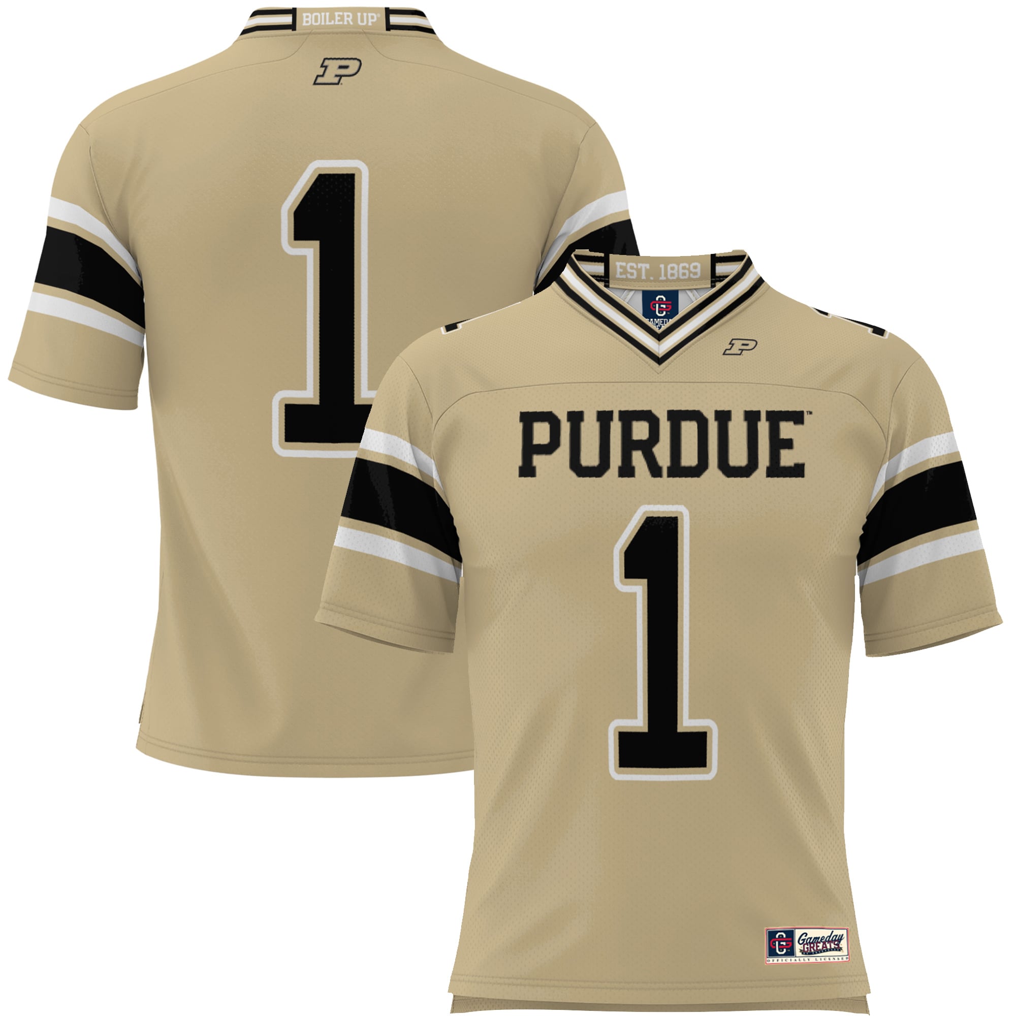 #1 Purdue Boilermakers Endzone Football Jersey Gold - front view