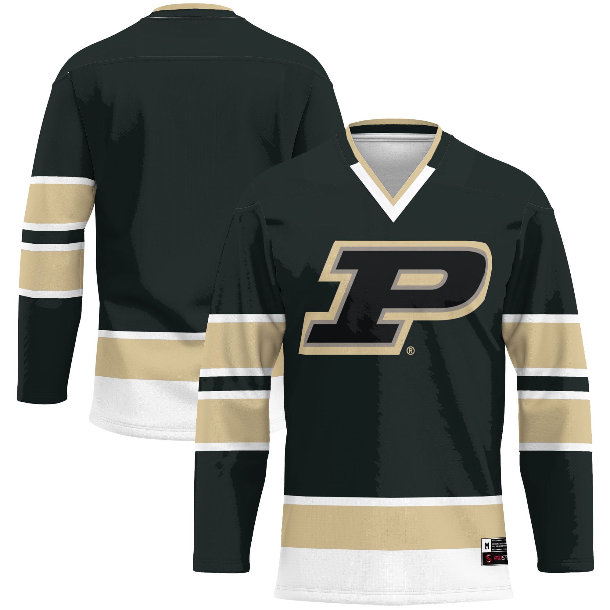 Purdue Boilermakers Hockey Jersey Gold - front and back view