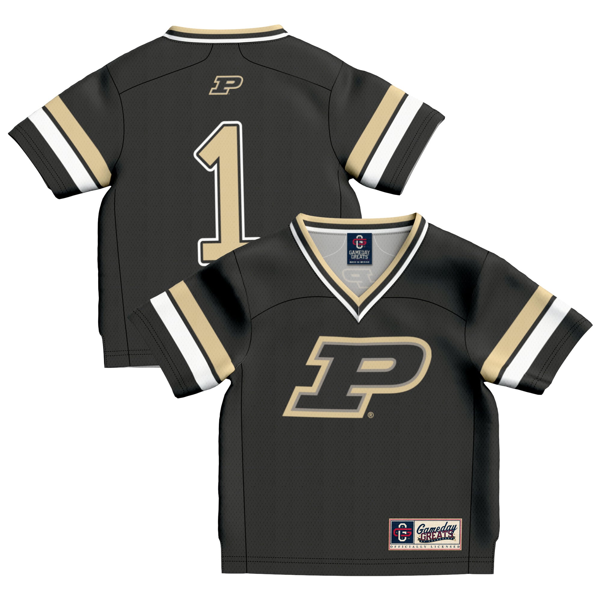 #1 Purdue Boilermakers Infant Football Fashion Jersey Black - front and back view