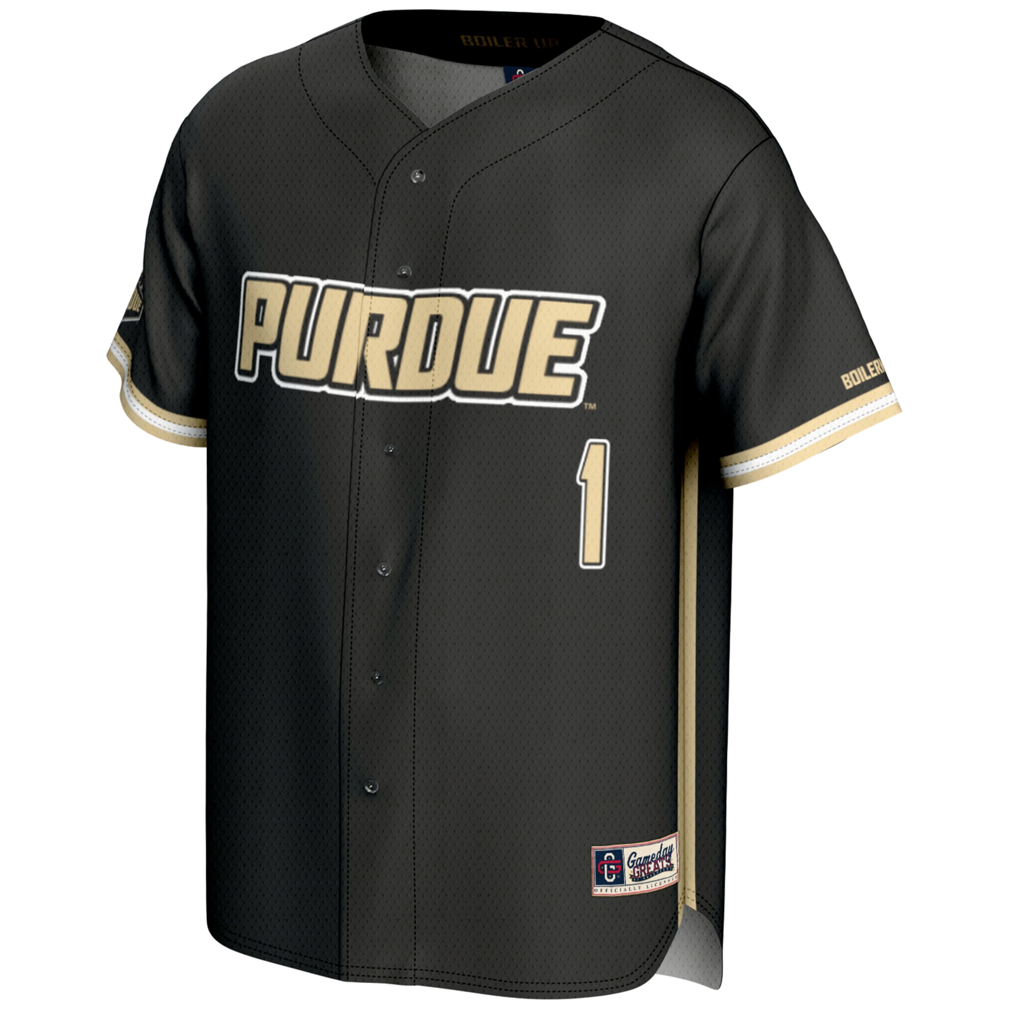 #1 Purdue Boilermakers Lightweight Baseball Jersey Gold - front view