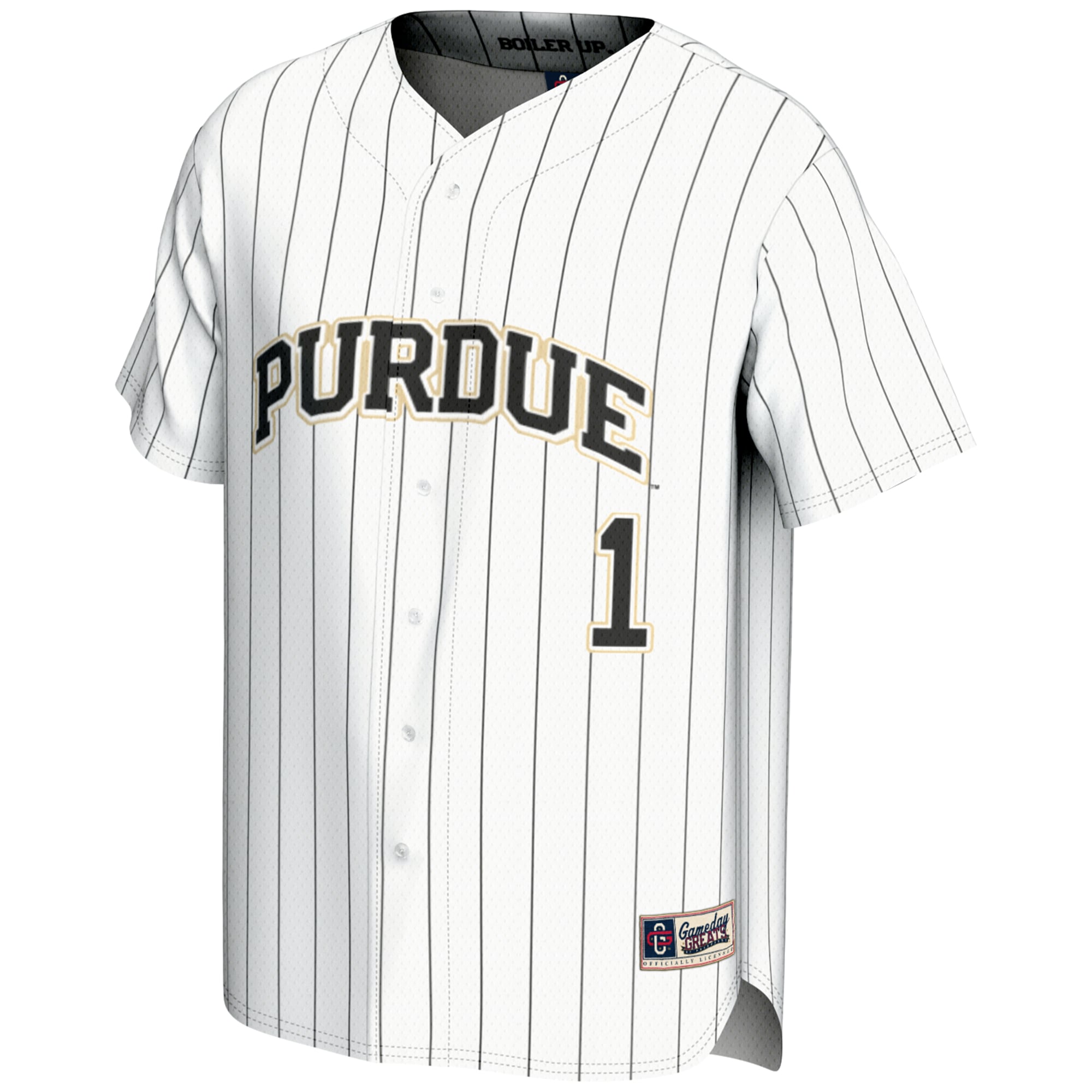 #1 Purdue Boilermakers Lightweight Baseball Jersey White - front view