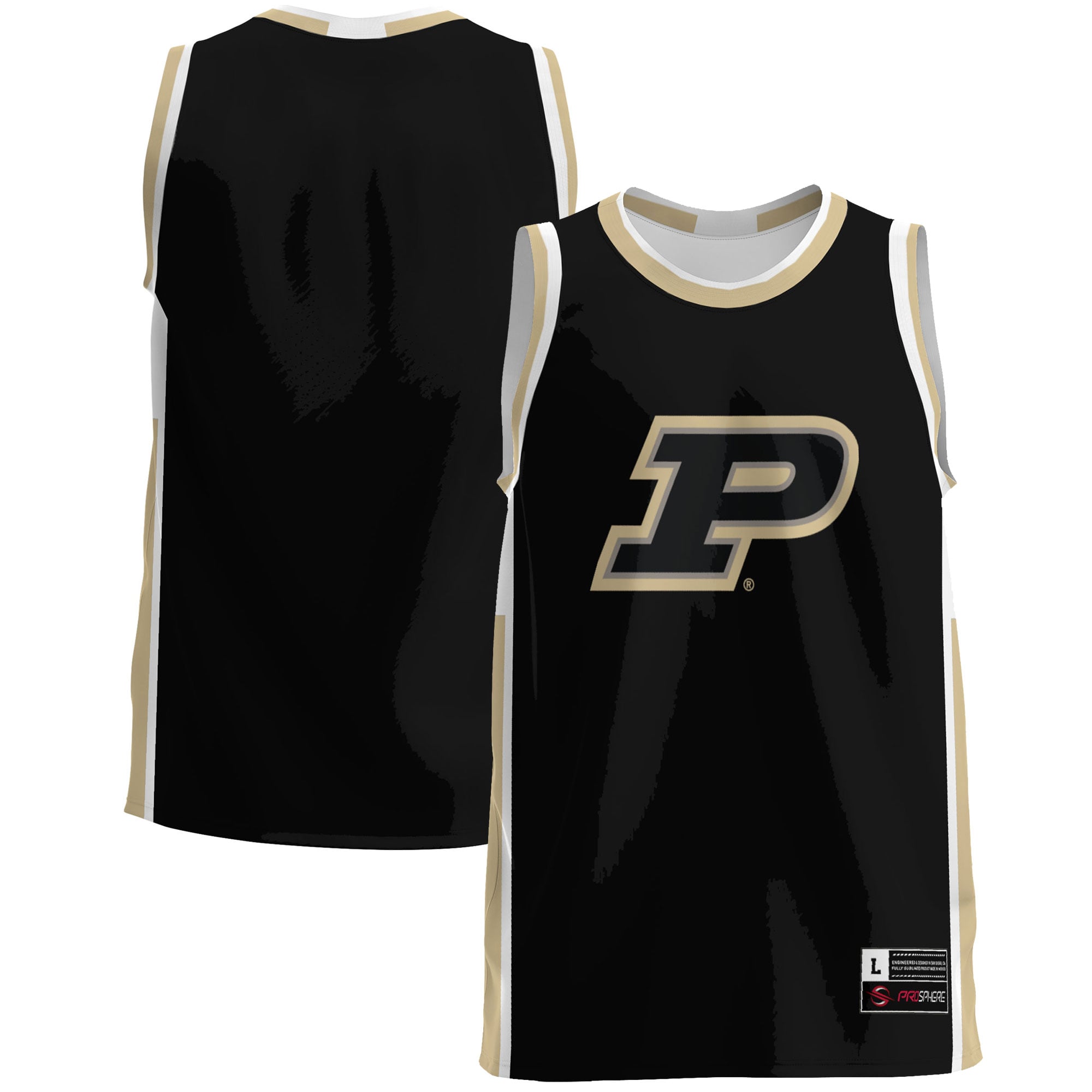 Purdue Boilermakers Lightweight Basketball Jersey Gold - front and back view