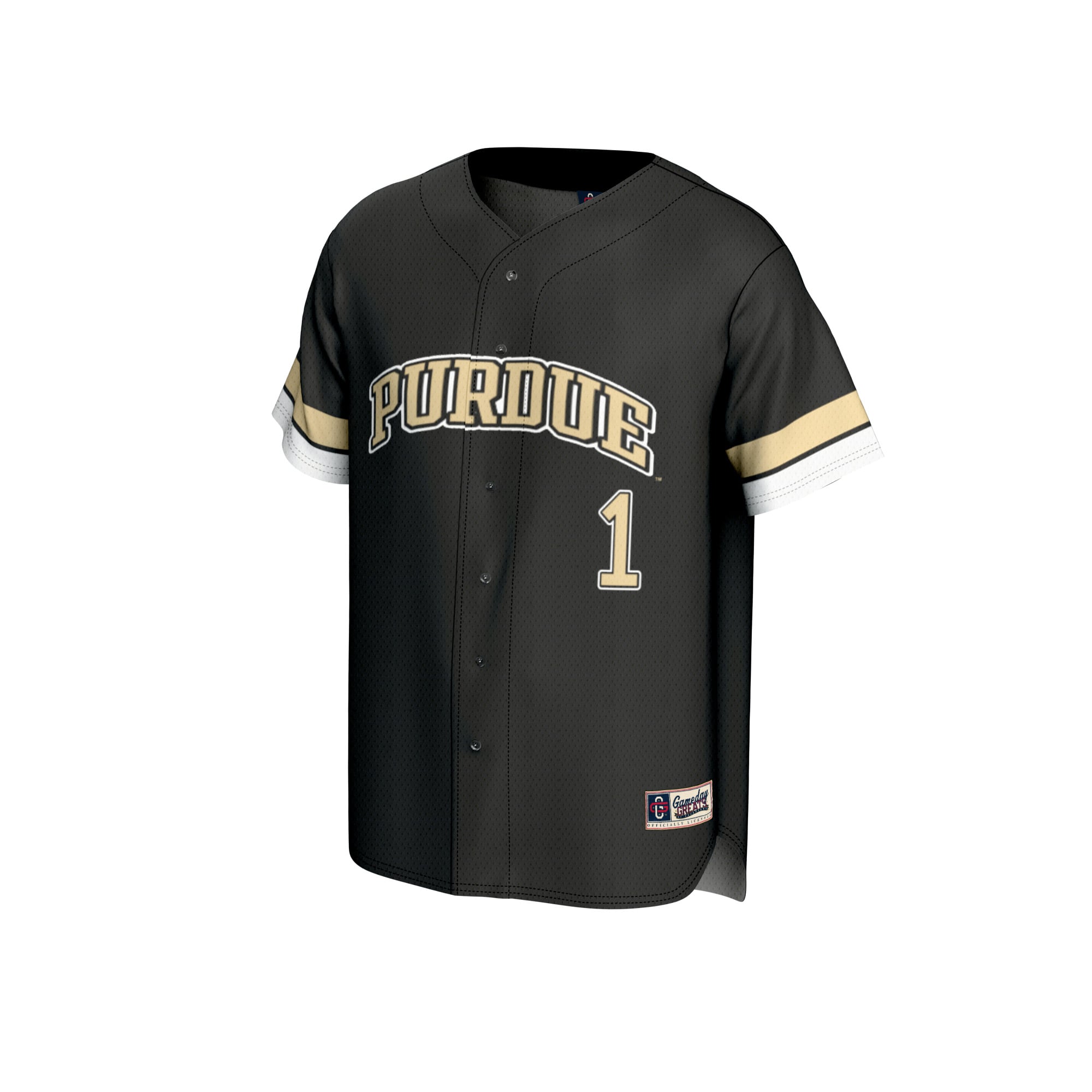 #1 Purdue Boilermakers Unisex Lightweight Collegiate Baseball Fashion Jersey Black - front view