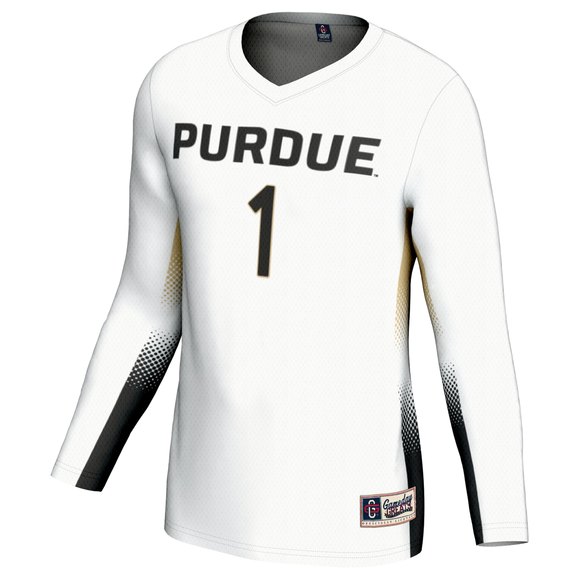 #1 Purdue Boilermakers Unisex Lightweight Volleyball Jersey White - front view