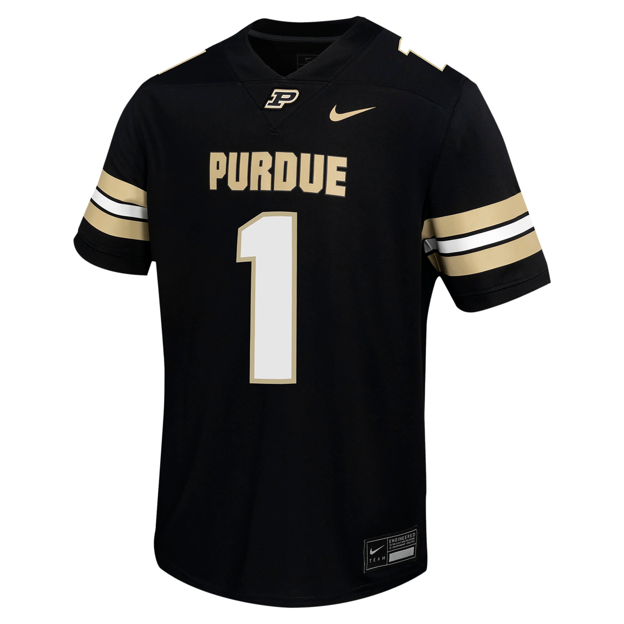 #1 Purdue Boilermakers Youth Football Jersey Black - front view