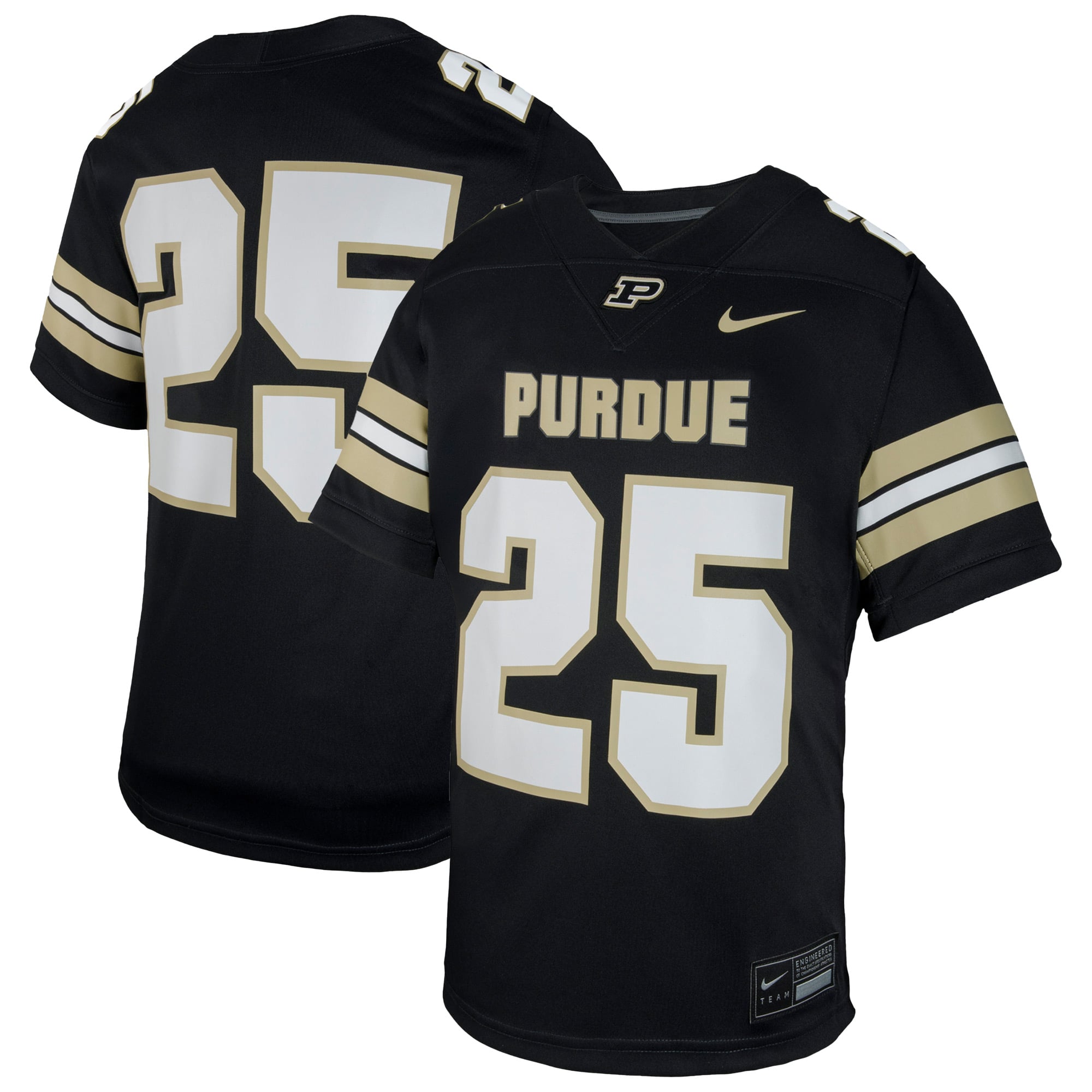 #1 Purdue Boilermakers Youth Jersey Black - front and back view