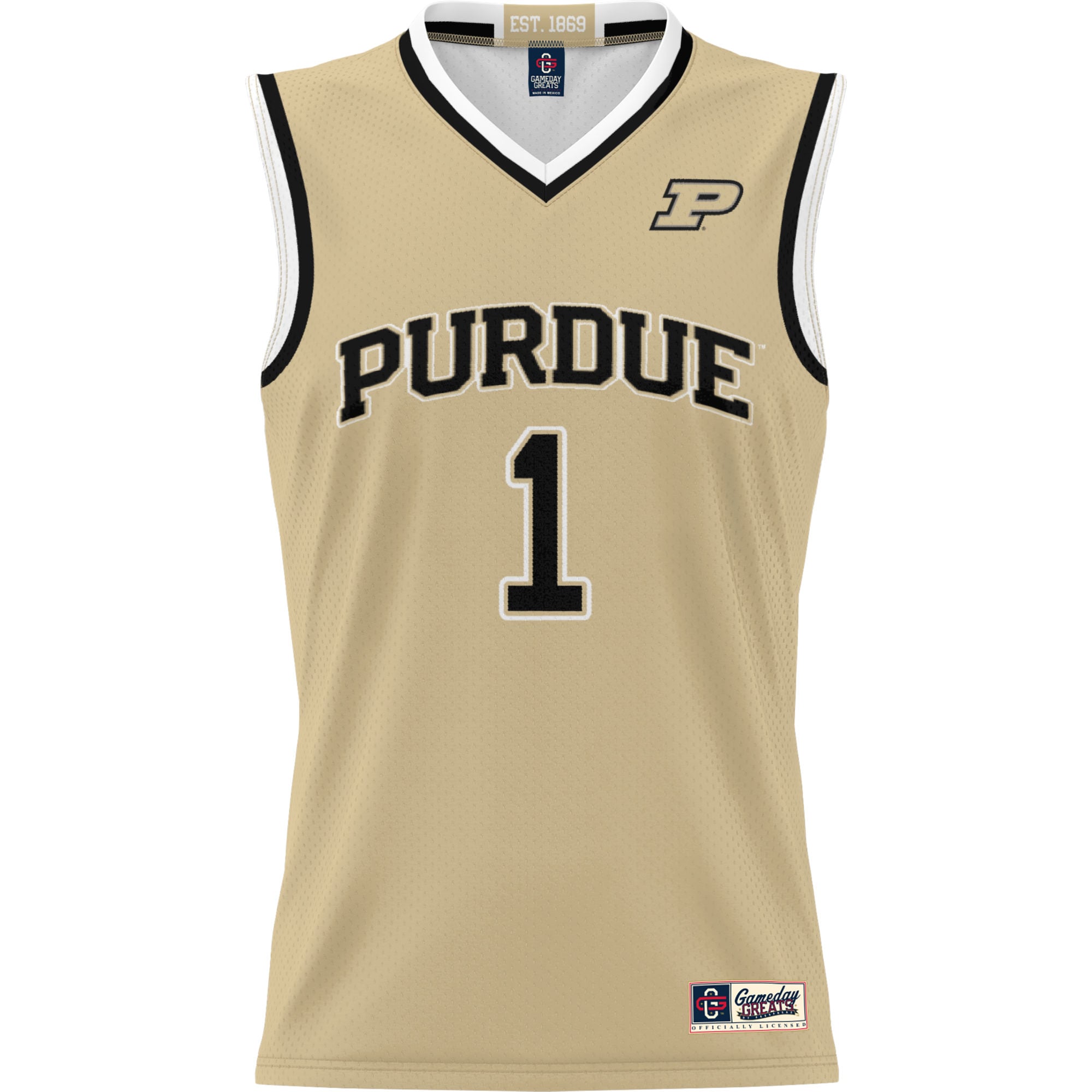 #1 Purdue Boilermakers Youth Lightweight Basketball Jersey Gold - front view