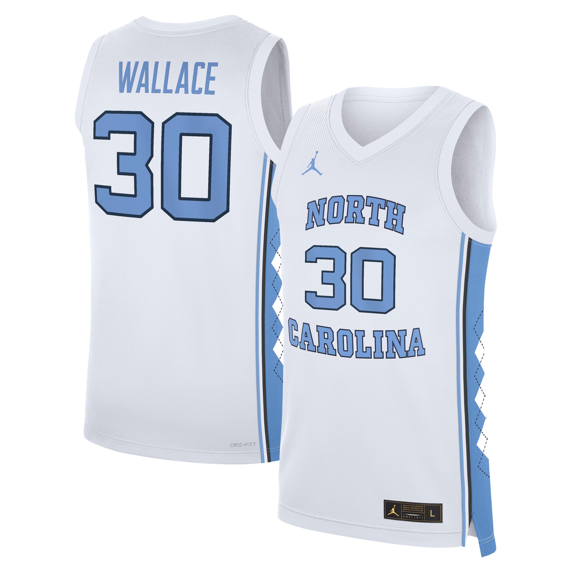 Rasheed Wallace North Carolina Tar Heels Basketball Jersey White - front and back view