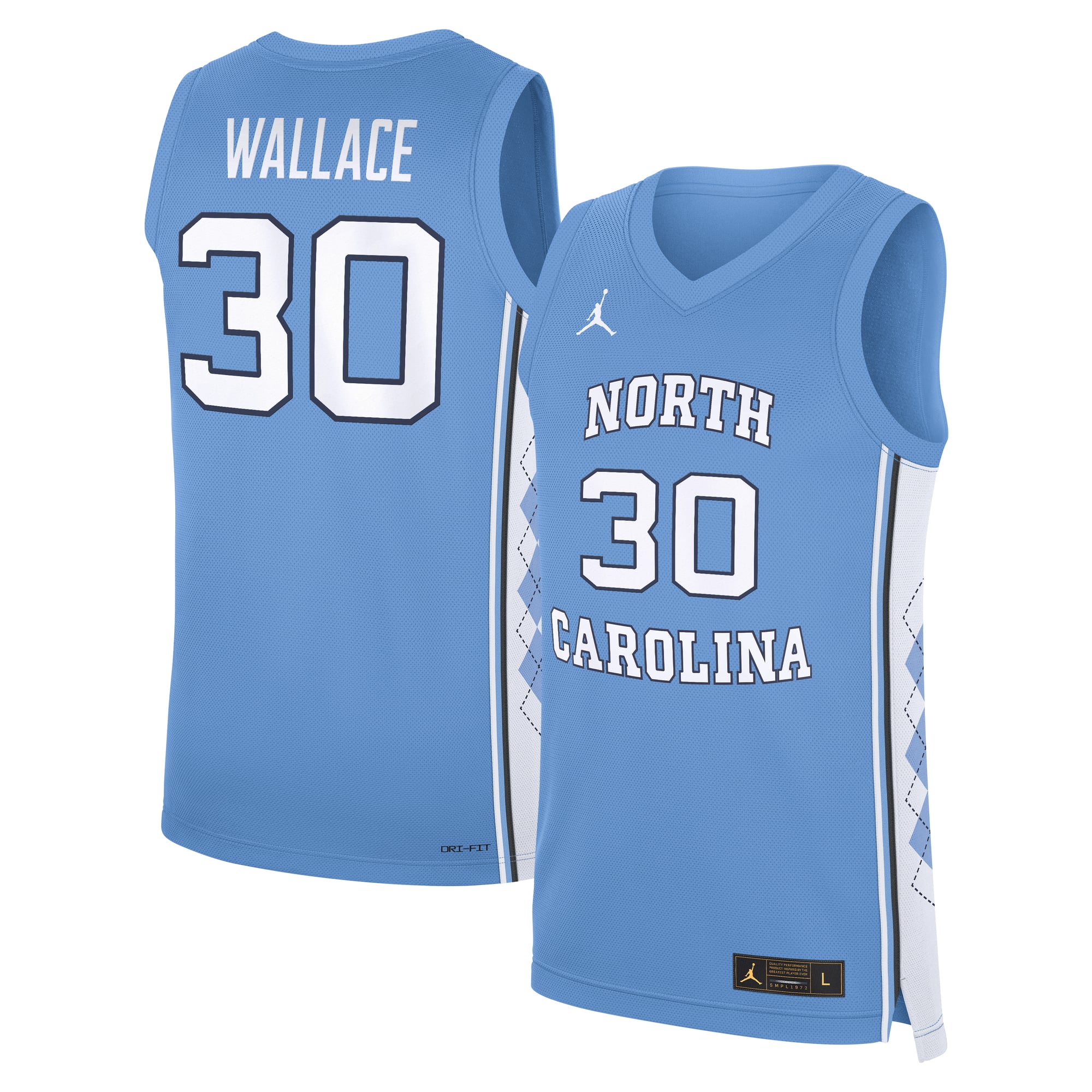 Rasheed Wallace North Carolina Tar Heels Road Basketball Jersey Carolina Blue - front and back view
