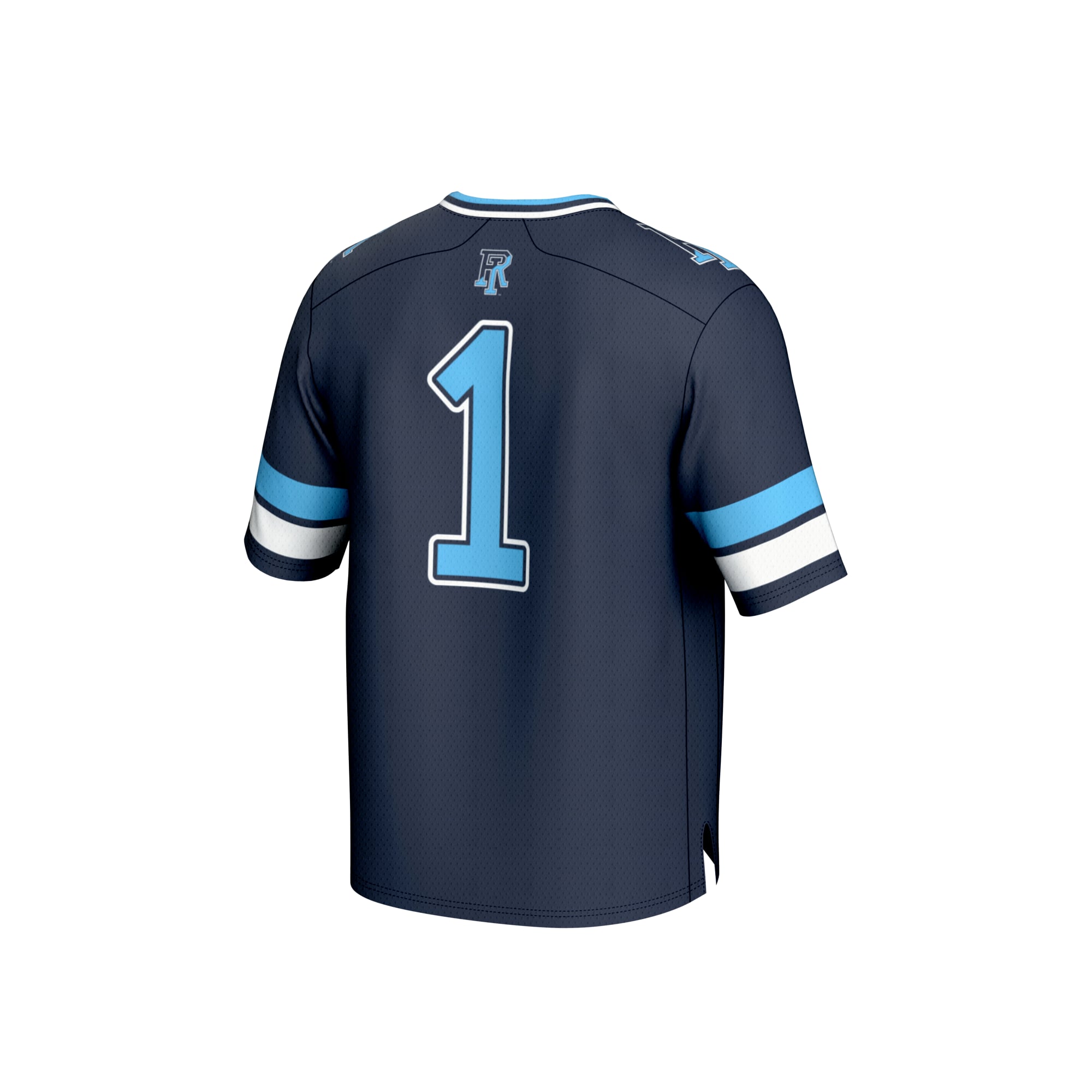 #1 Rhode Island Rams Unisex Football Fashion Jersey Navy - back view