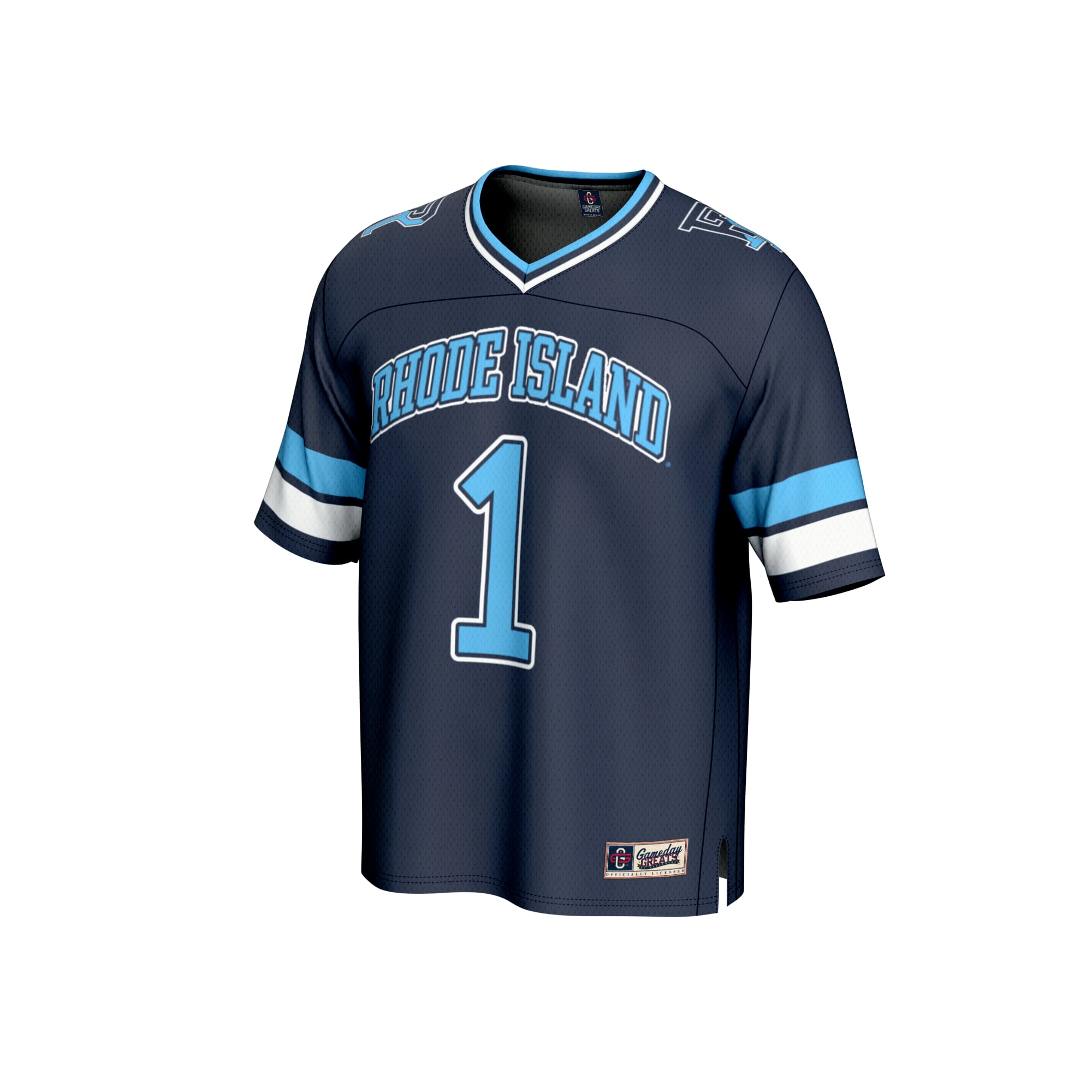 #1 Rhode Island Rams Unisex Football Fashion Jersey Navy - front view