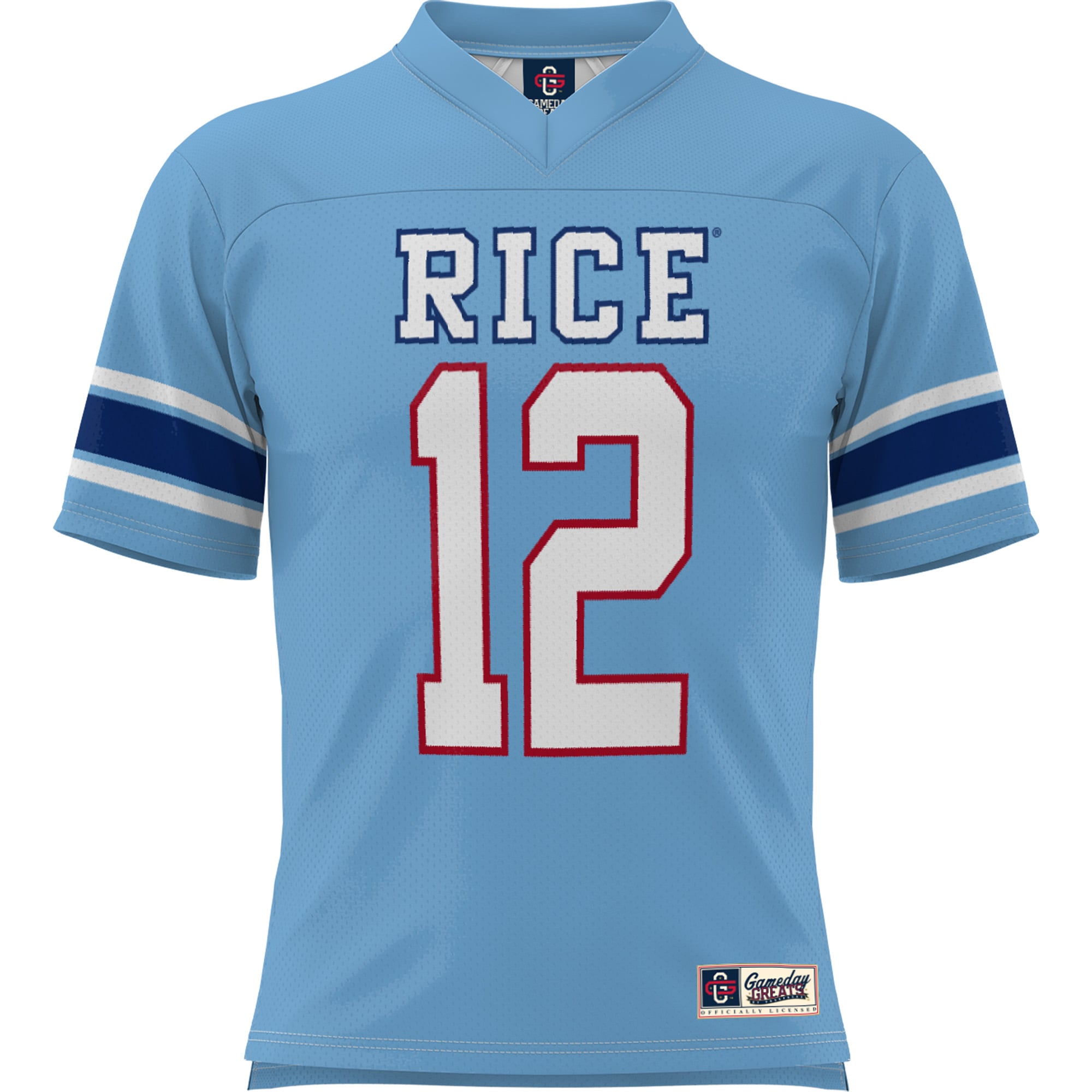 #1 Rice Owls Youth Football Jersey Light Blue - front view