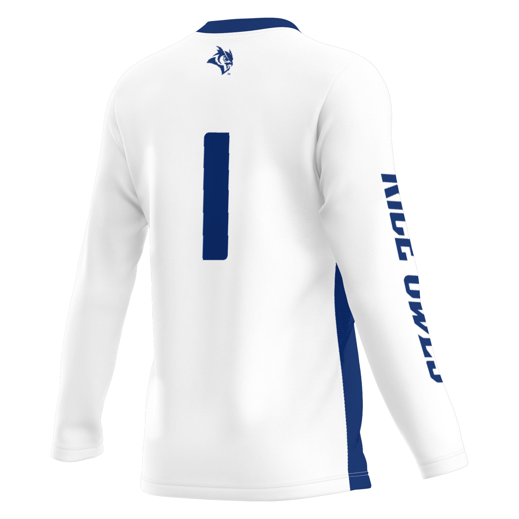#1 Rice Owls Unisex Lightweight Volleyball Jersey White - back view