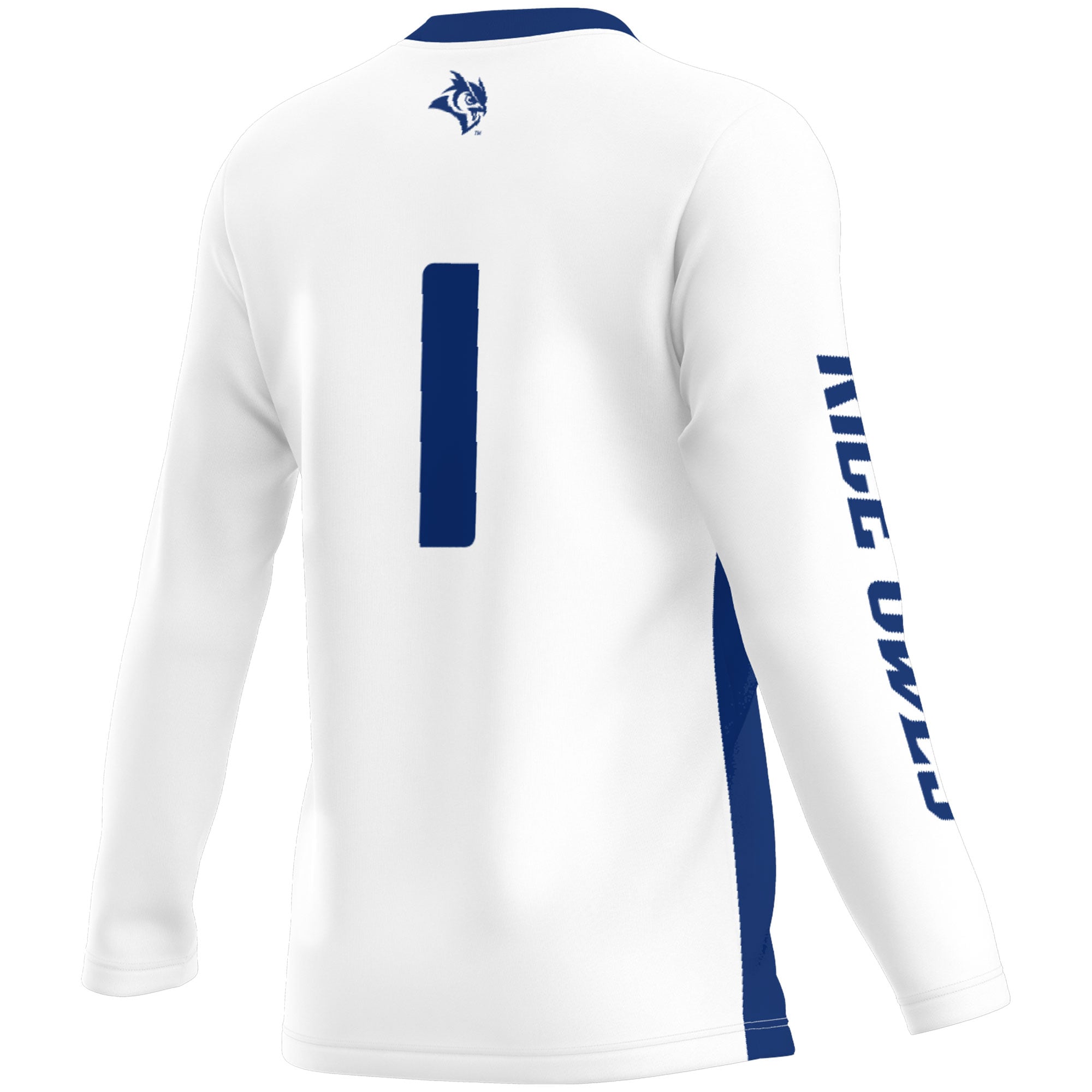 #1 Rice Owls Youth Lightweight Volleyball Jersey White - back view