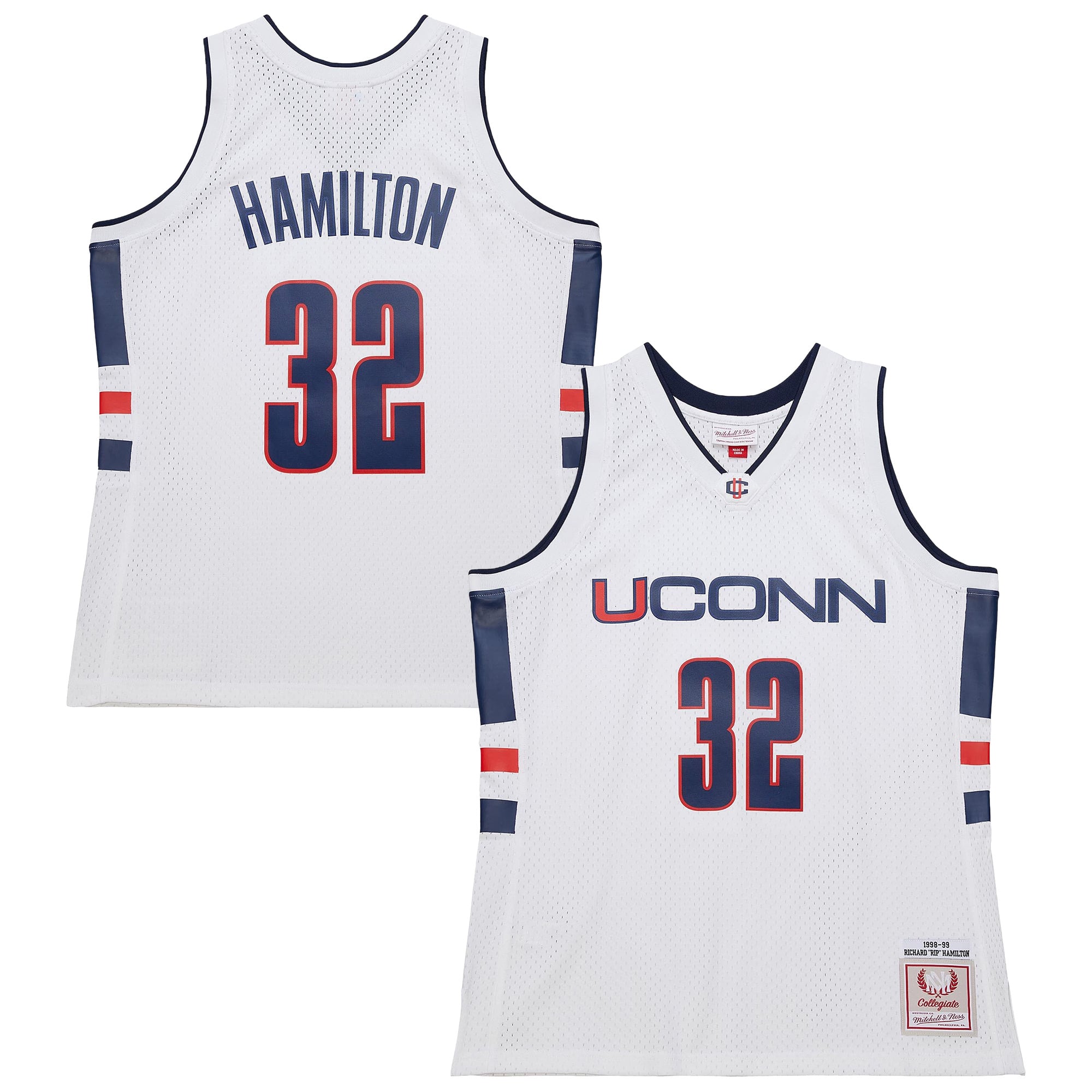 Richard Hamilton UConn Huskies 1998/99 Jersey White - front and back view