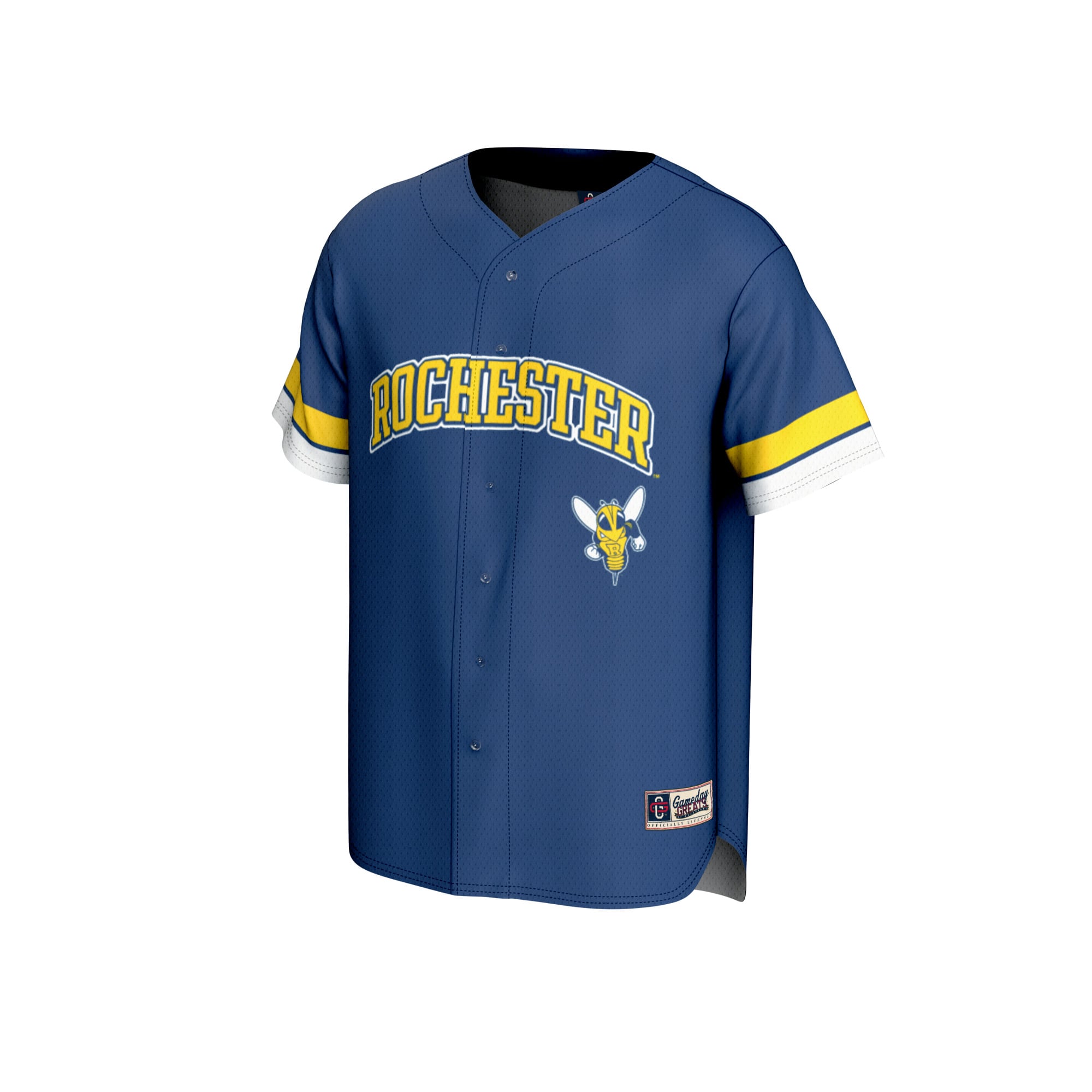 Rochester Yellow Jackets Baseball Jersey Blue - front view