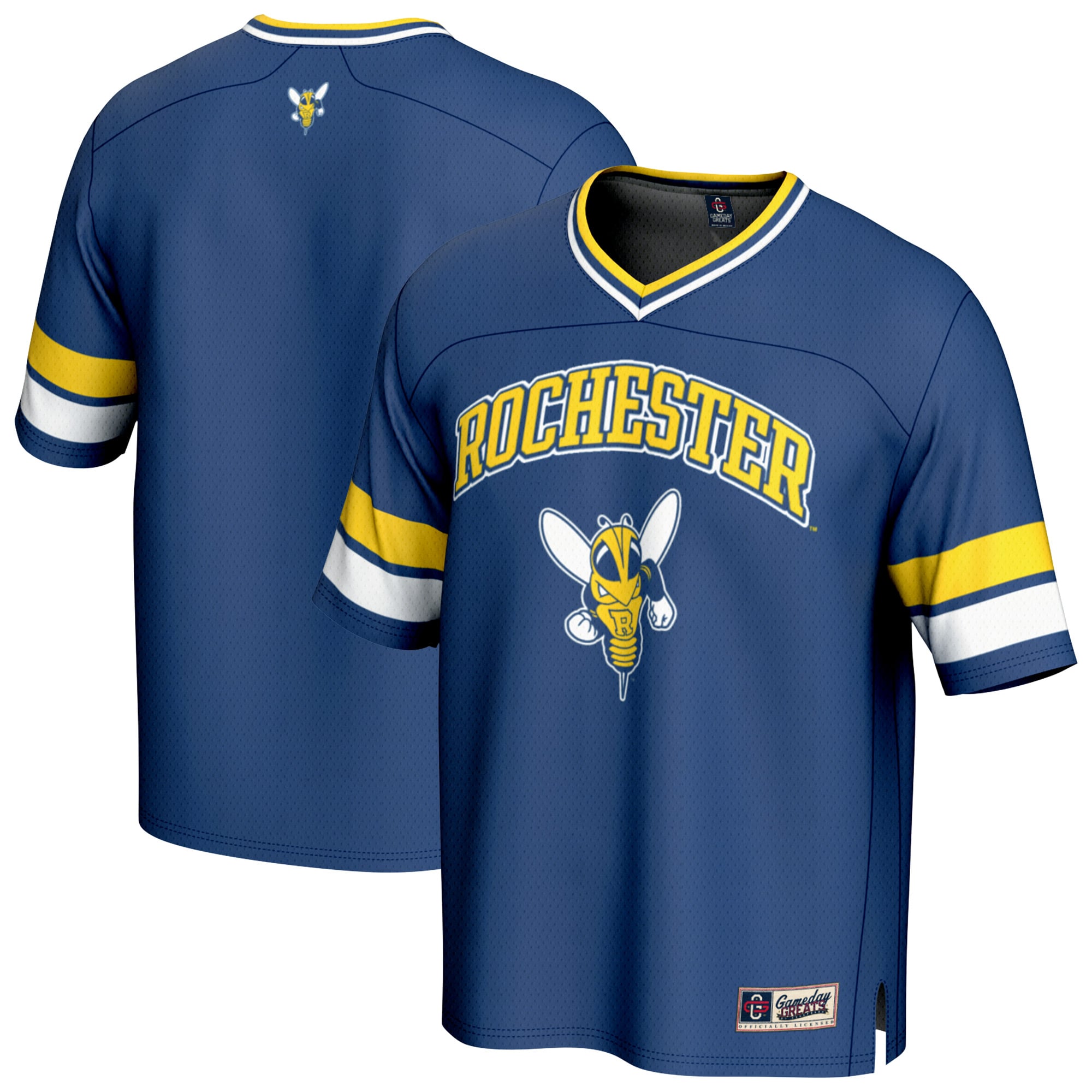 Rochester Yellow Jackets Football Jersey Navy - front and back view