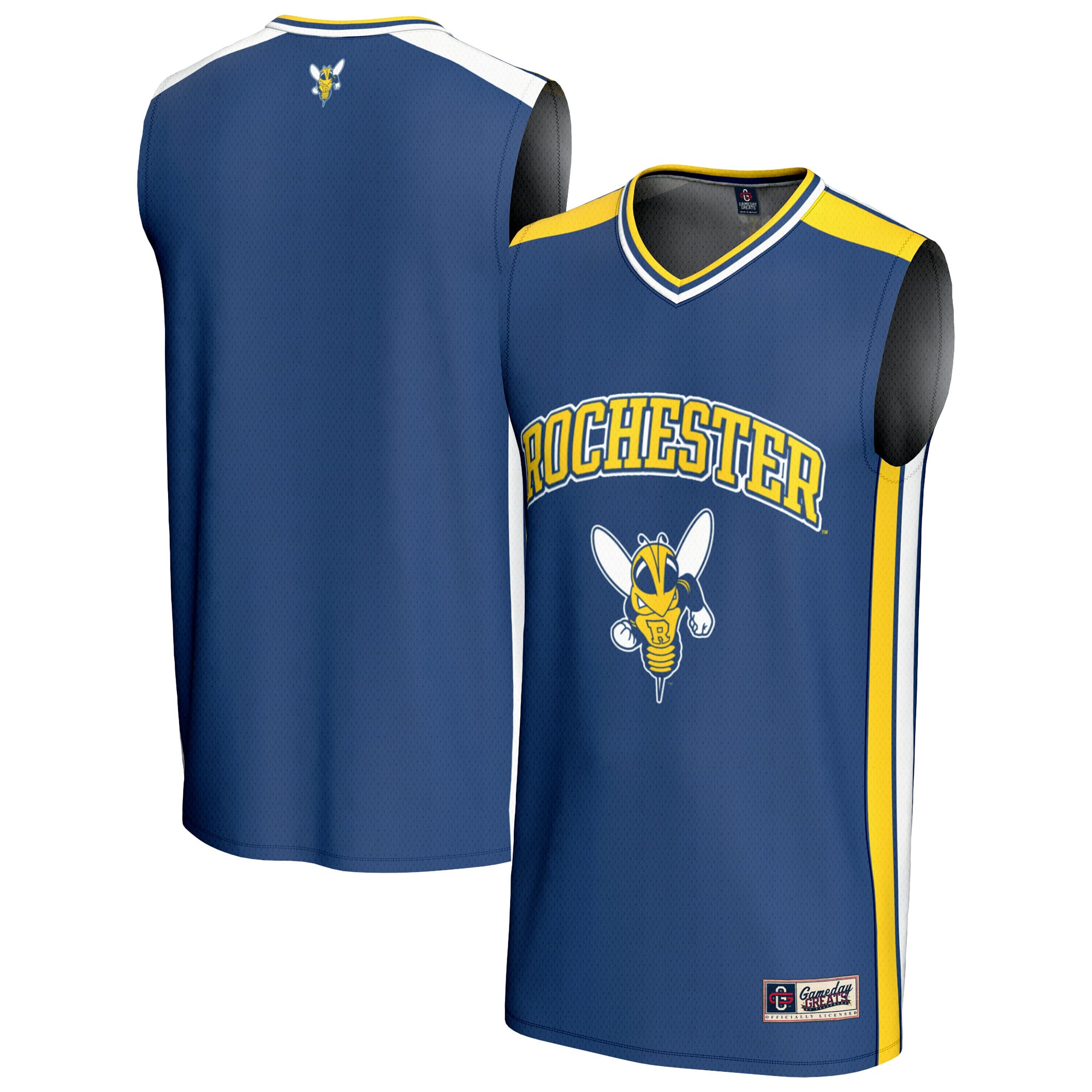 Rochester Yellow Jackets Youth Basketball Jersey Blue - front and back view