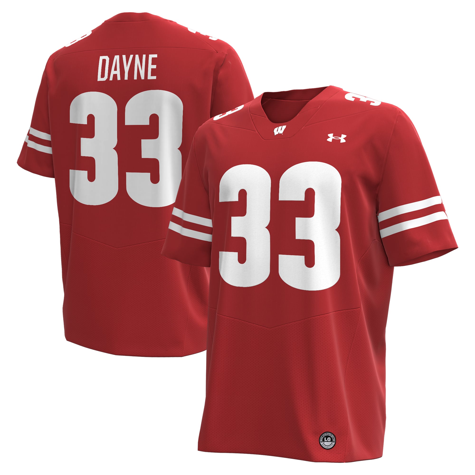 Ron Dayne Wisconsin Badgers Football Player Jersey Red - front and back view