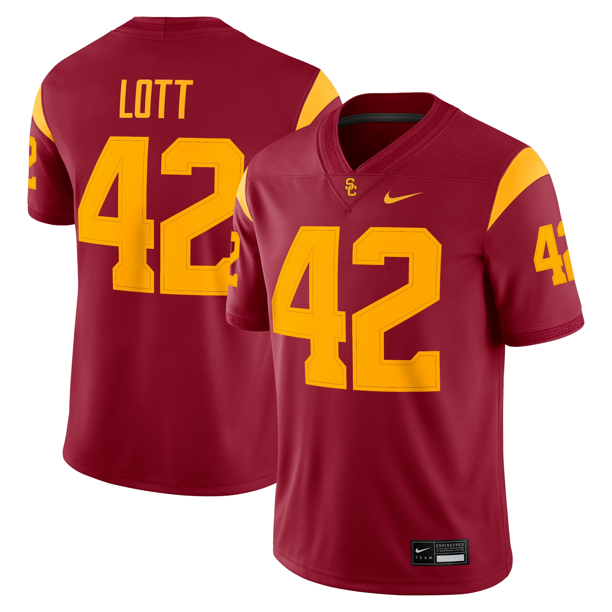 Ronnie Lott USC Trojans Alumni Jersey Cardinal - front and back view