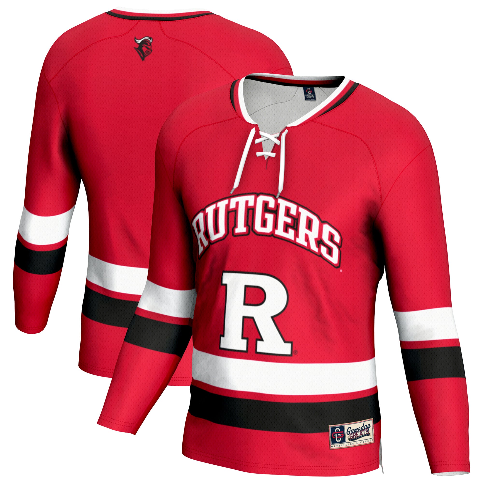 Rutgers Scarlet Knights Hockey Jersey Scarlet - front and back view