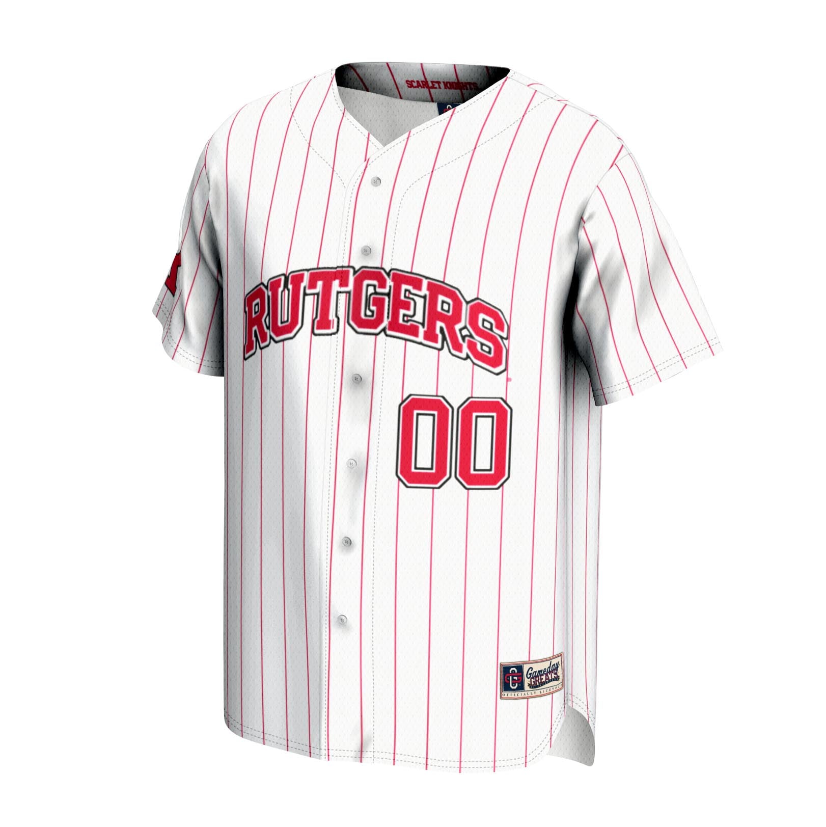 Rutgers Scarlet Knights Unisex Lightweight Baseball Jersey White - front view