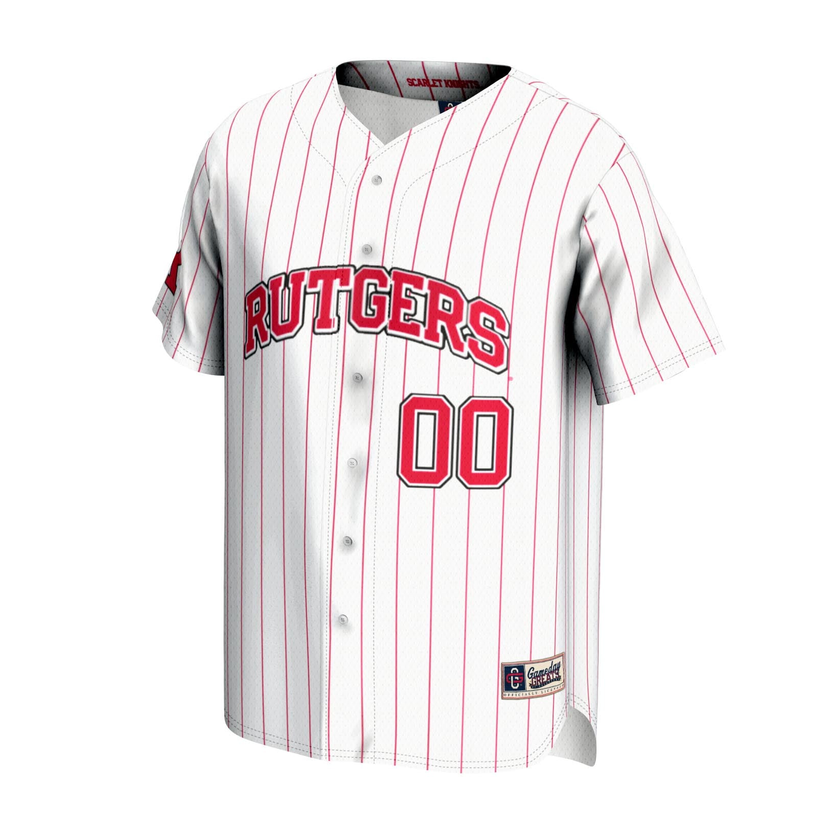 Rutgers Scarlet Knights Youth Lightweight Baseball Jersey White - front view