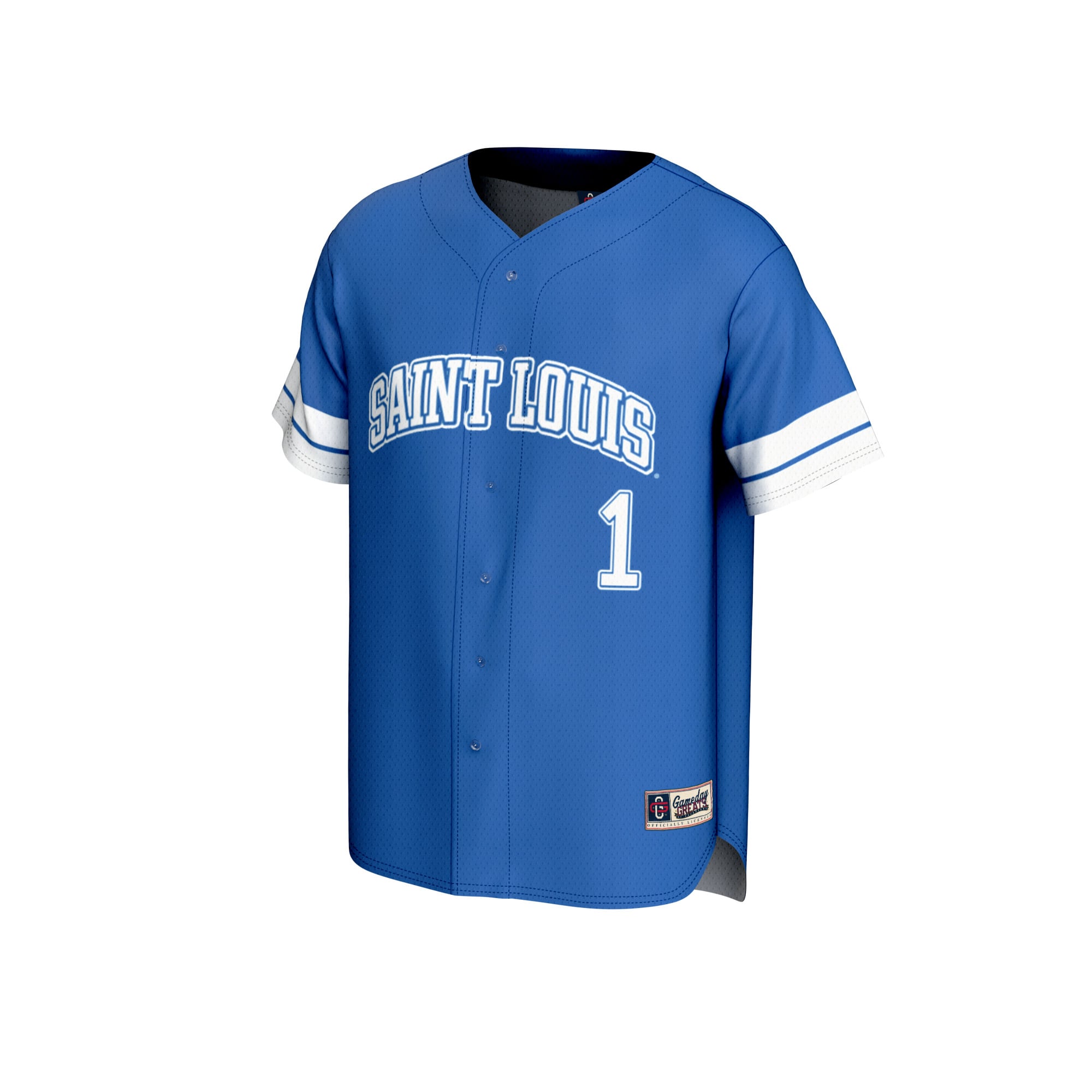 #1 Saint Louis Billikens Unisex Lightweight Collegiate Baseball Fashion Jersey Blue - front view