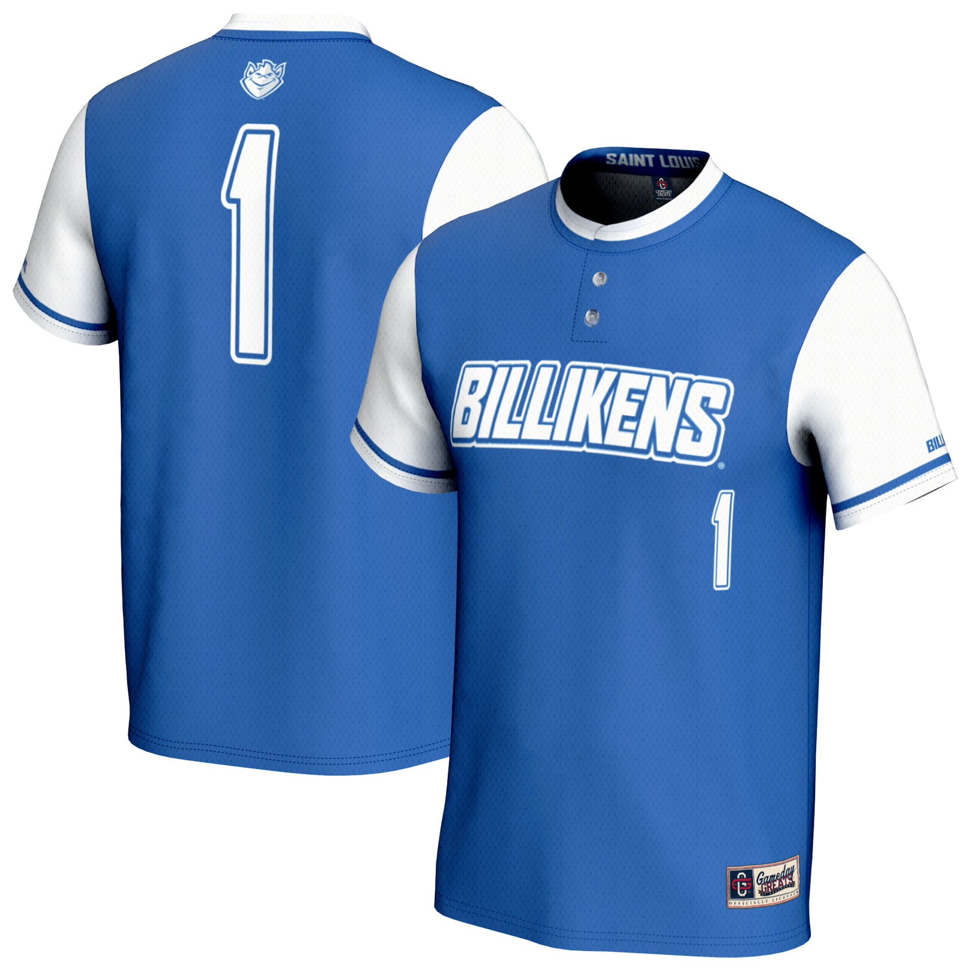 Saint Louis Billikens Unisex Lightweight Collegiate Softball Fashion Jersey - front and back view