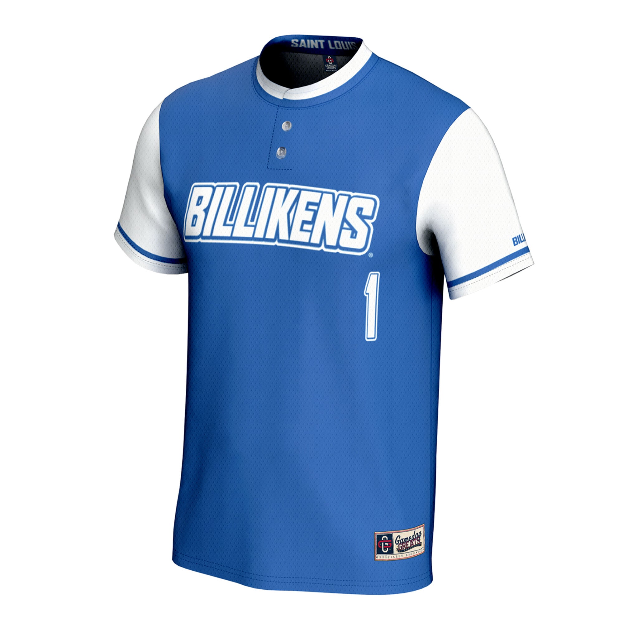Saint Louis Billikens Unisex Lightweight Collegiate Softball Fashion Jersey Blue - front view