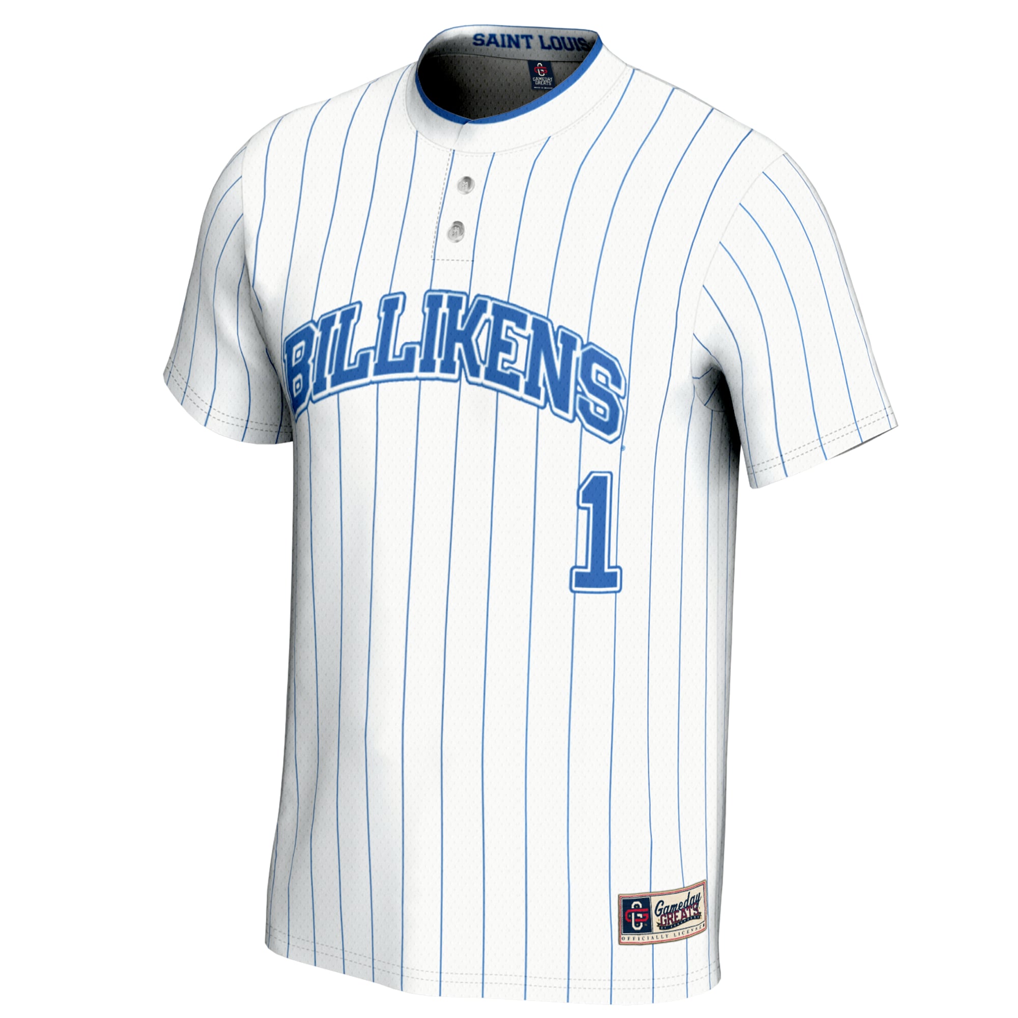 #1 Saint Louis Billikens Unisex Lightweight Softball Jersey White - front view