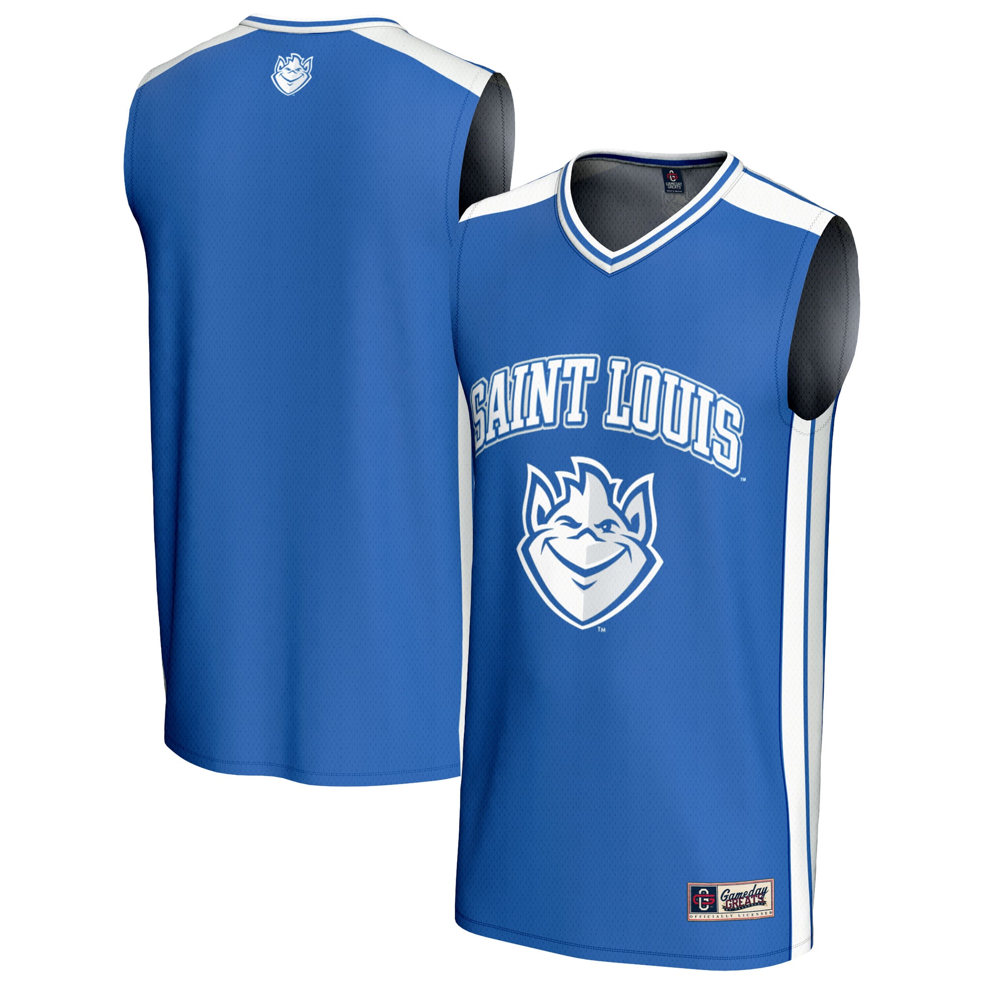 Saint Louis Billikens Unisex Spirit Basketball Jersey Blue - front and back view