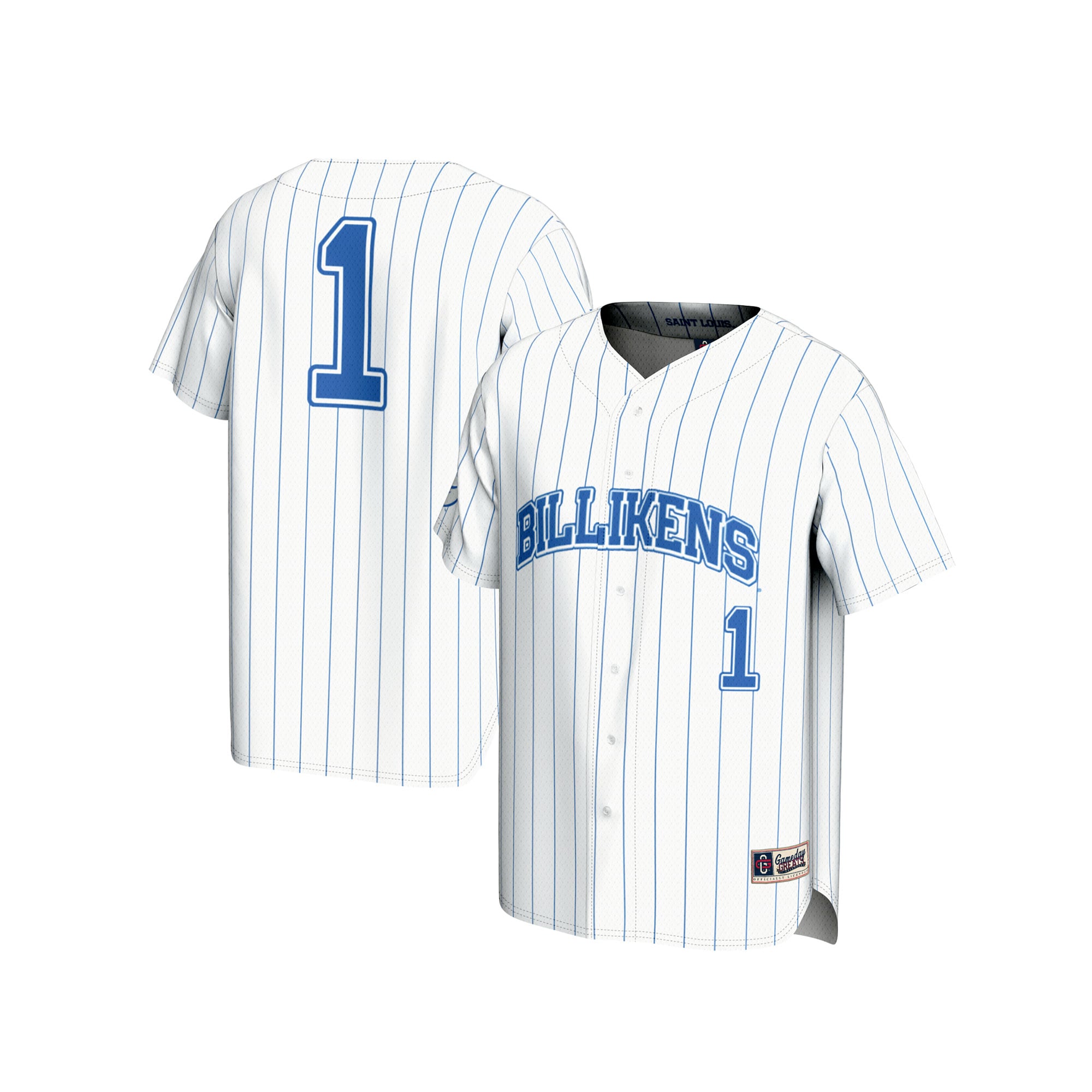 #1 Saint Louis Billikens Youth Lightweight Baseball Fashion Jersey White - front and back view