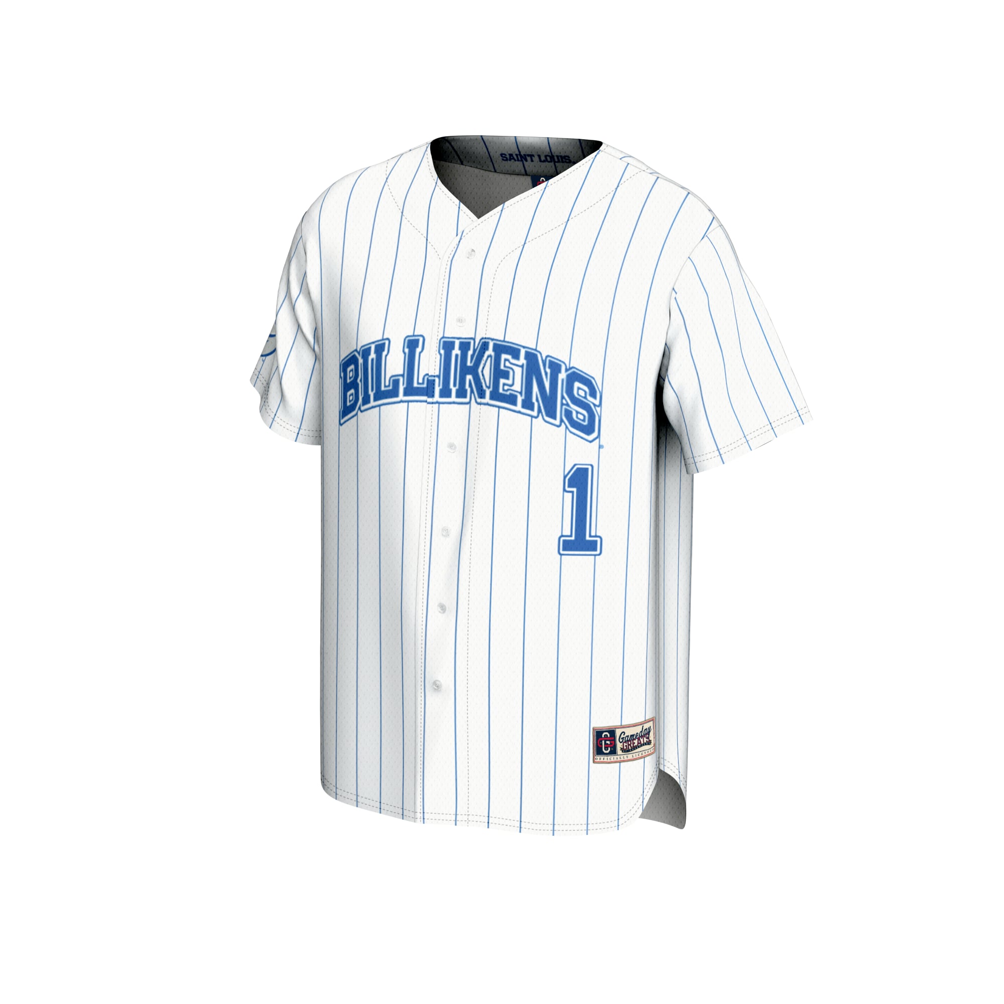 #1 Saint Louis Billikens Youth Lightweight Baseball Fashion Jersey White - front view