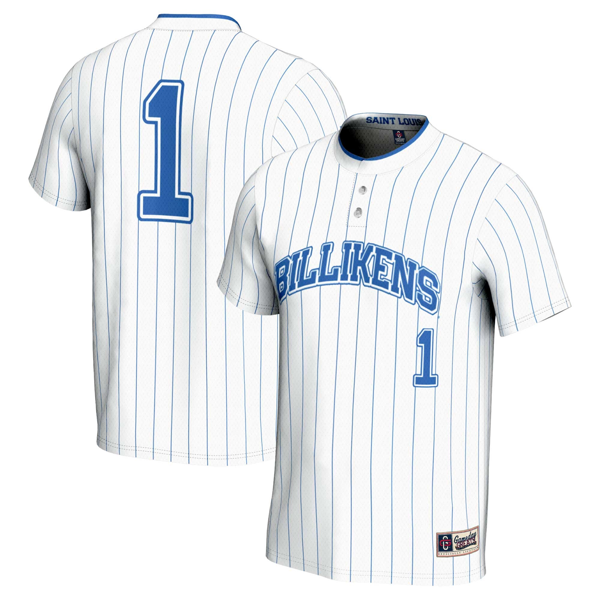 #1 Saint Louis Billikens Youth Lightweight Softball Jersey White - front and back view