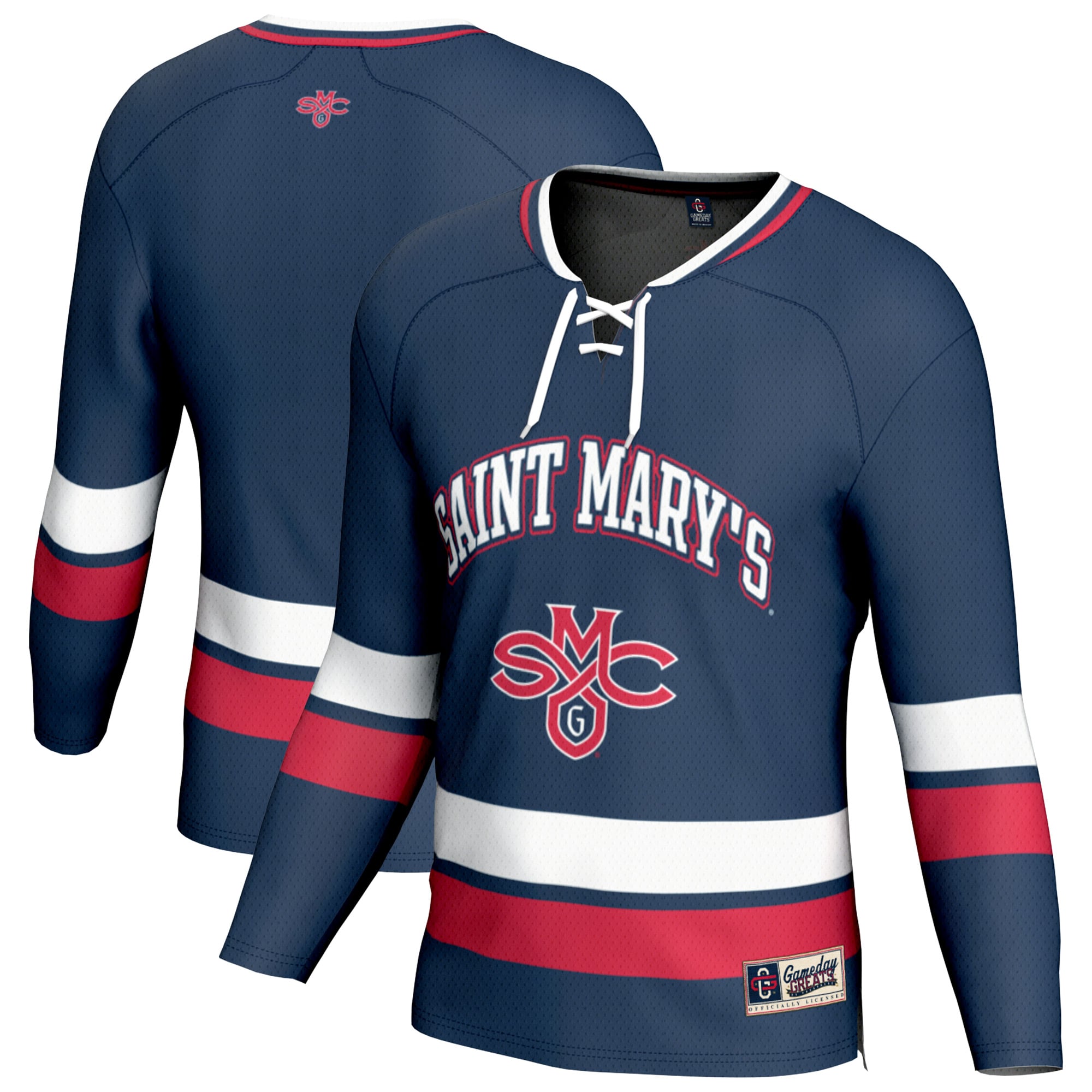 Saint Mary's Gaels Unisex Spirit Hockey Jersey Navy - front and back view