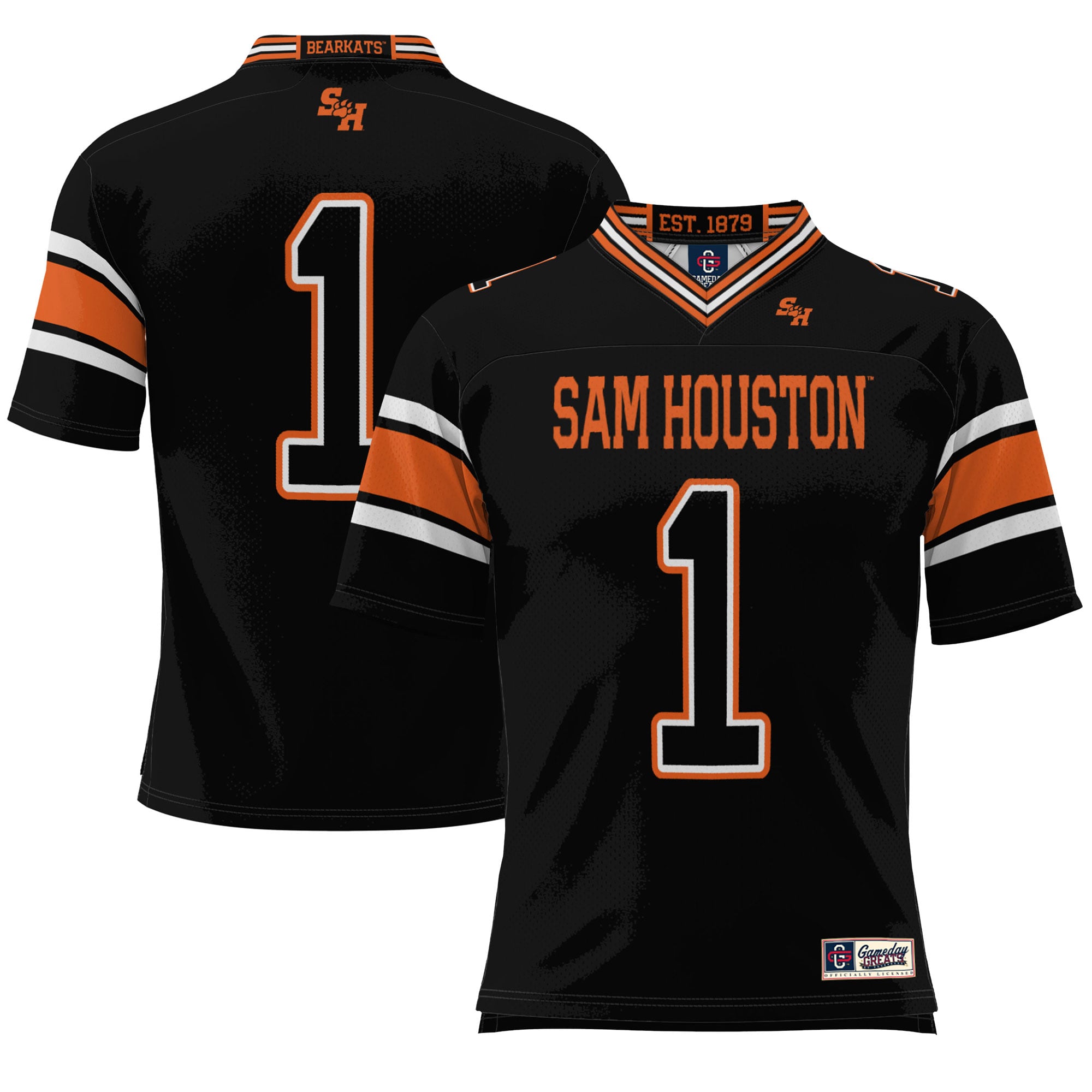 #1 Sam Houston State Bearkats Endzone Football Jersey Black - front view