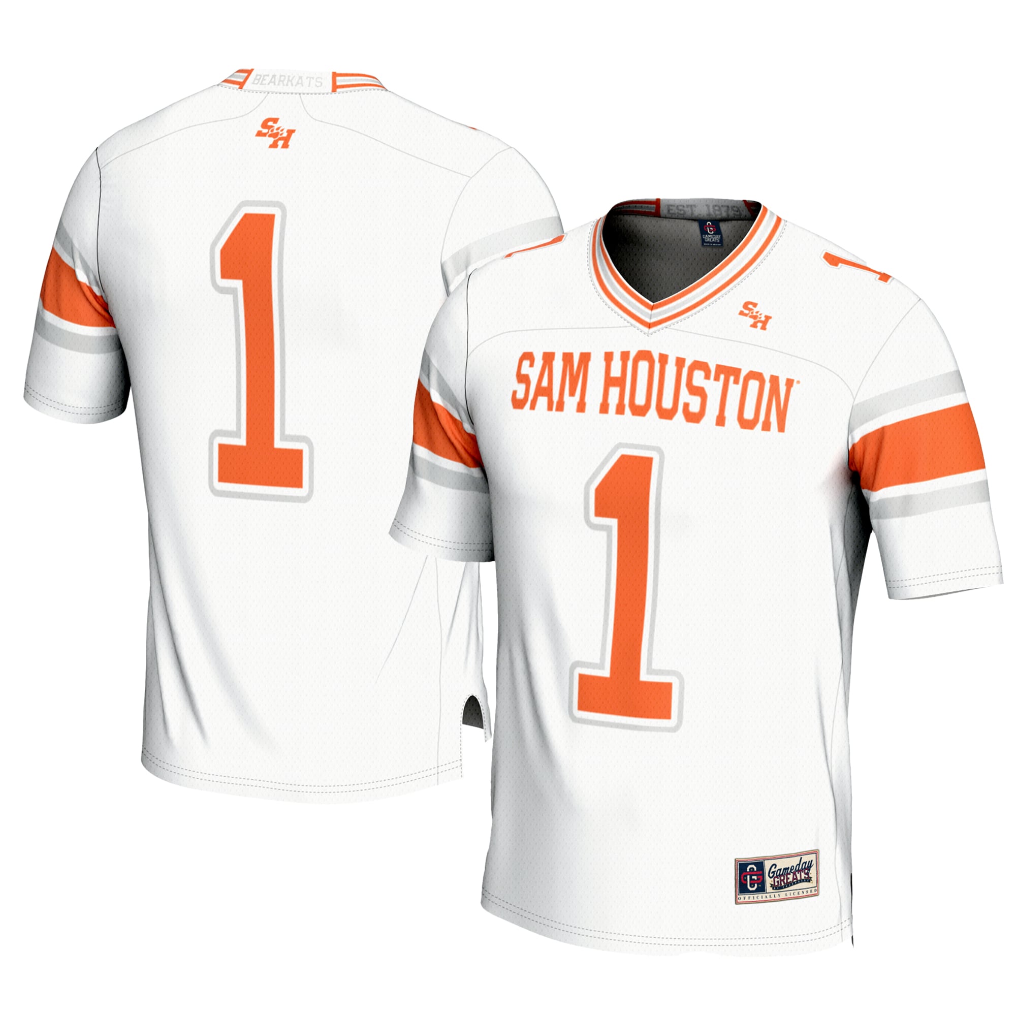 #1 Sam Houston State Bearkats Football Jersey White - front and back view