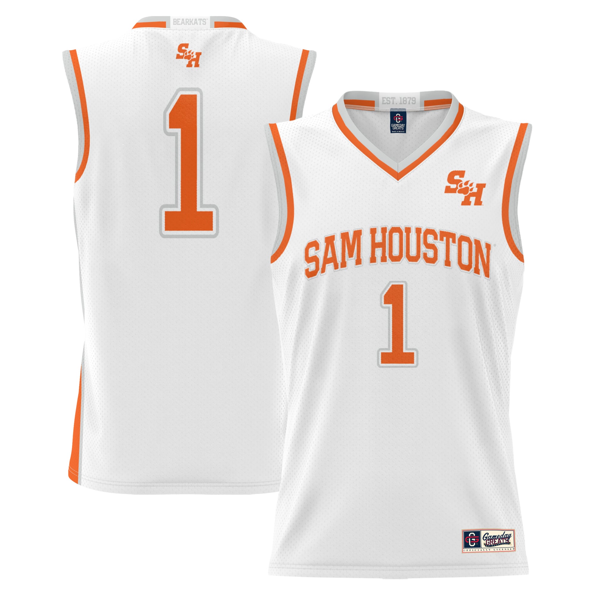 #1 Sam Houston State Bearkats Lightweight Basketball Jersey White - front and back view