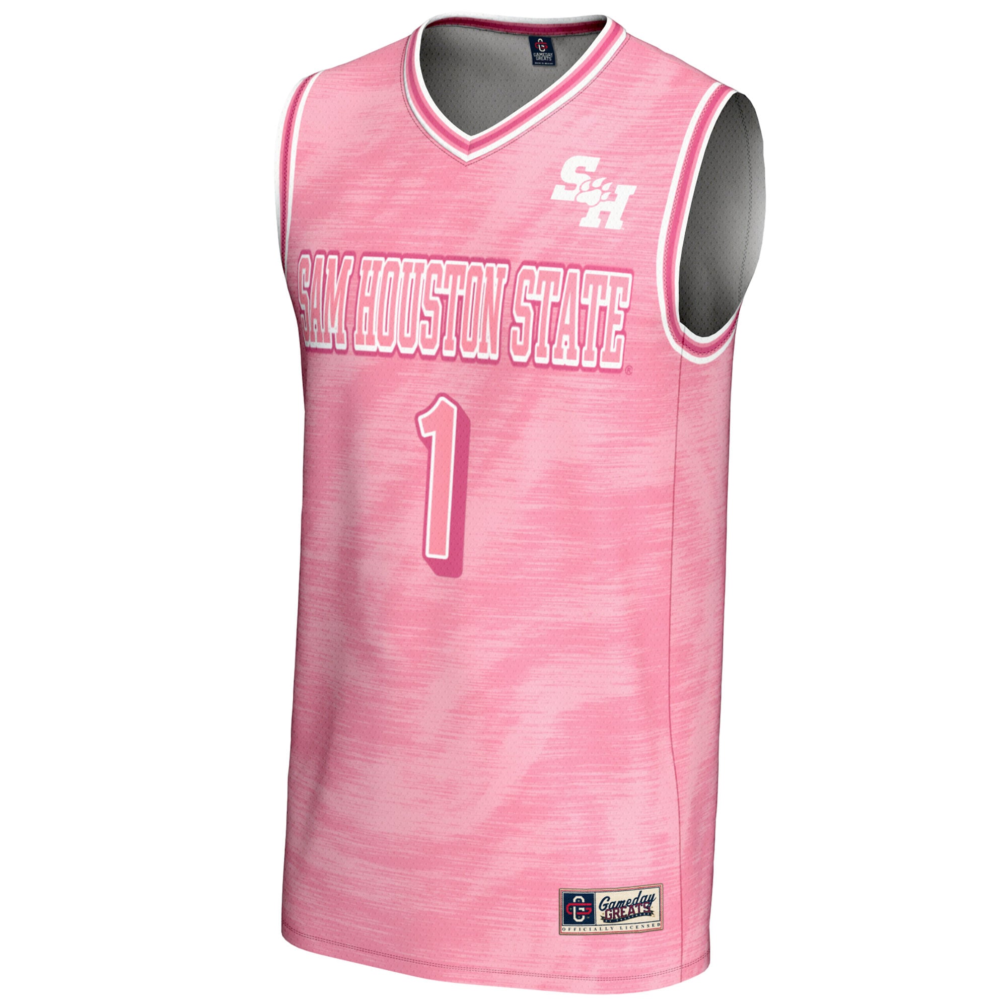 #1 Sam Houston State Bearkats Unisex Lightweight Basketball Fashion Jersey Pink - front view
