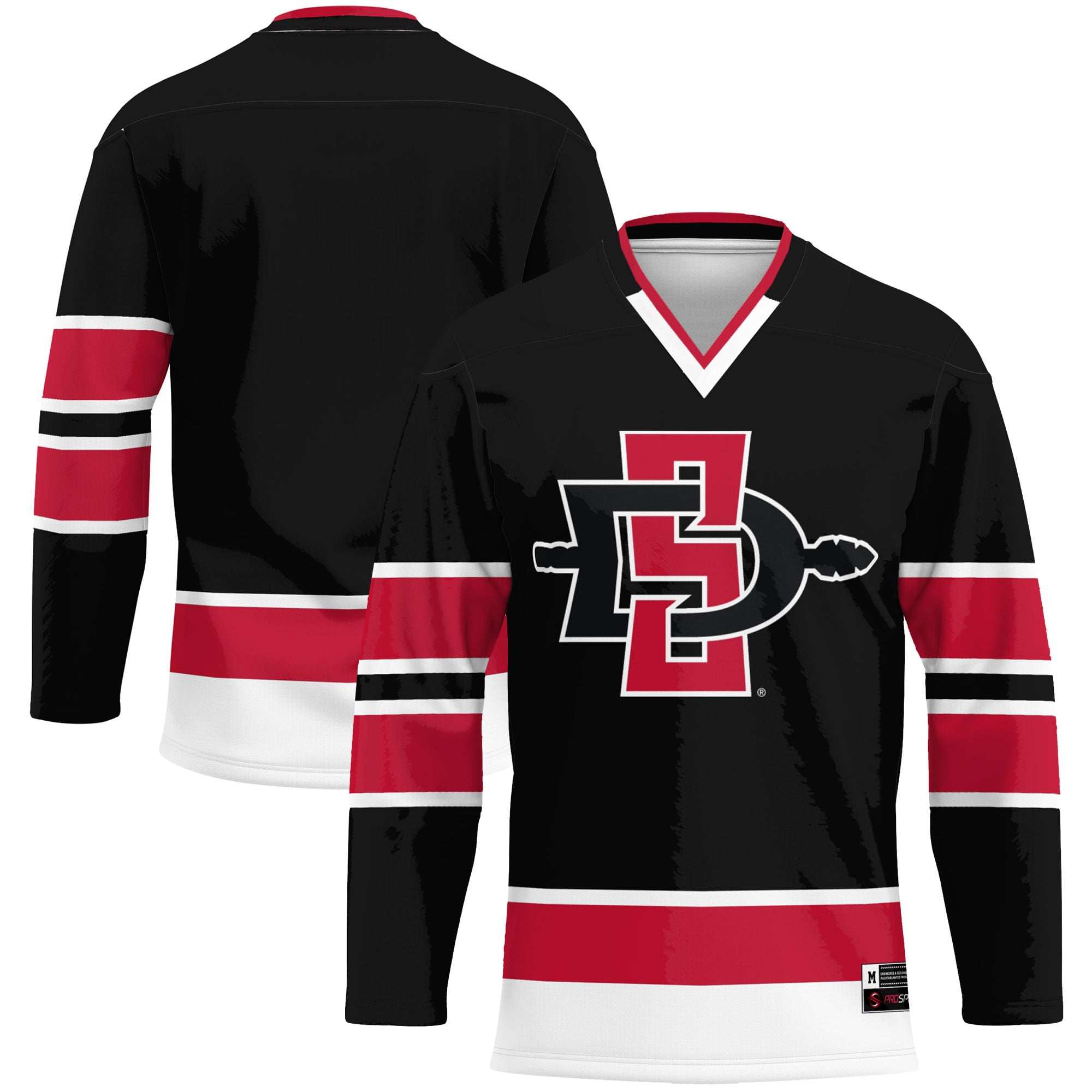 San Diego State Aztecs Hockey Jersey Black - front and back view