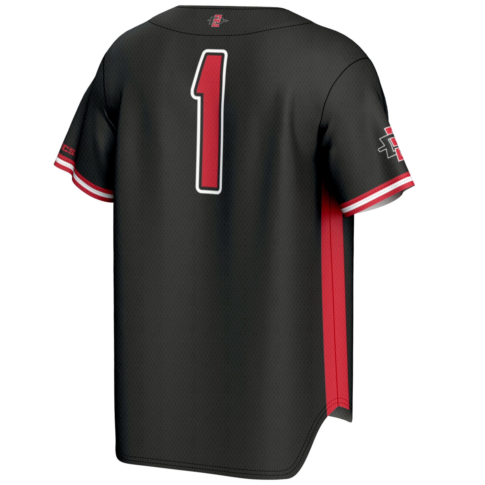 #1 San Diego State Aztecs Lightweight Baseball Fashion Jersey Black - back view