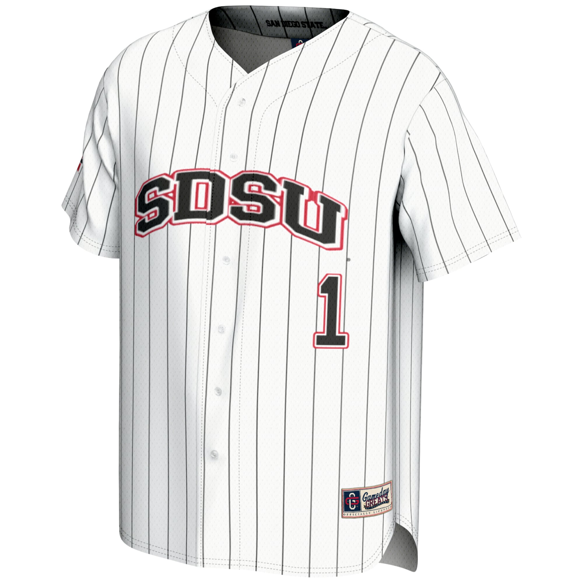 #1 San Diego State Aztecs Lightweight Baseball Fashion Jersey White - front view