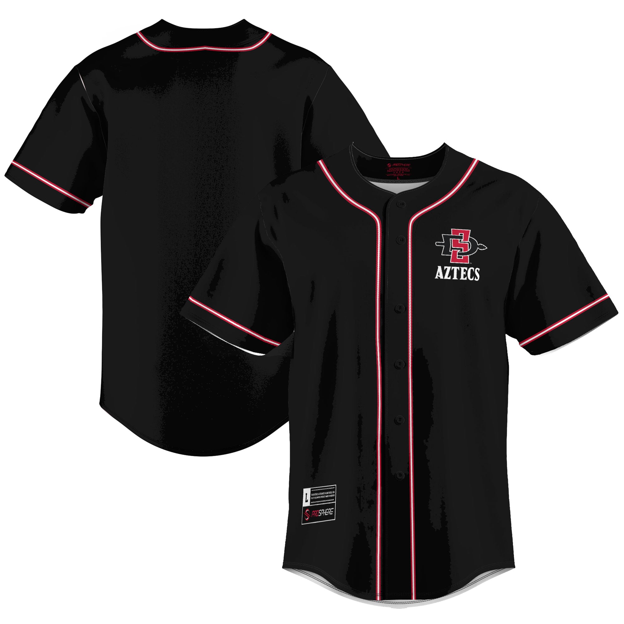 San Diego State Aztecs Lightweight Baseball Jersey Scarlet - front and back view