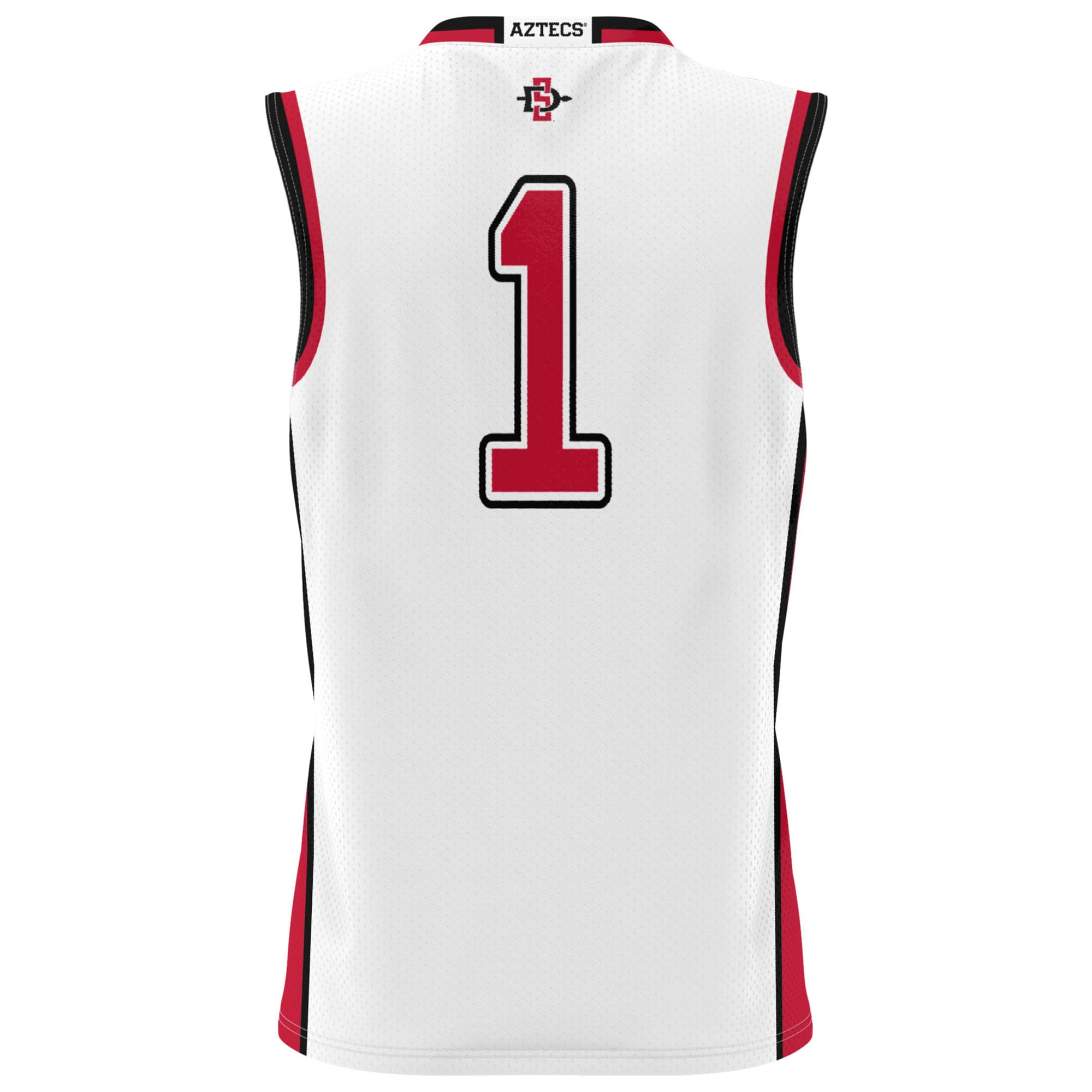 #1 San Diego State Aztecs Lightweight Basketball Fashion Jersey White - back view