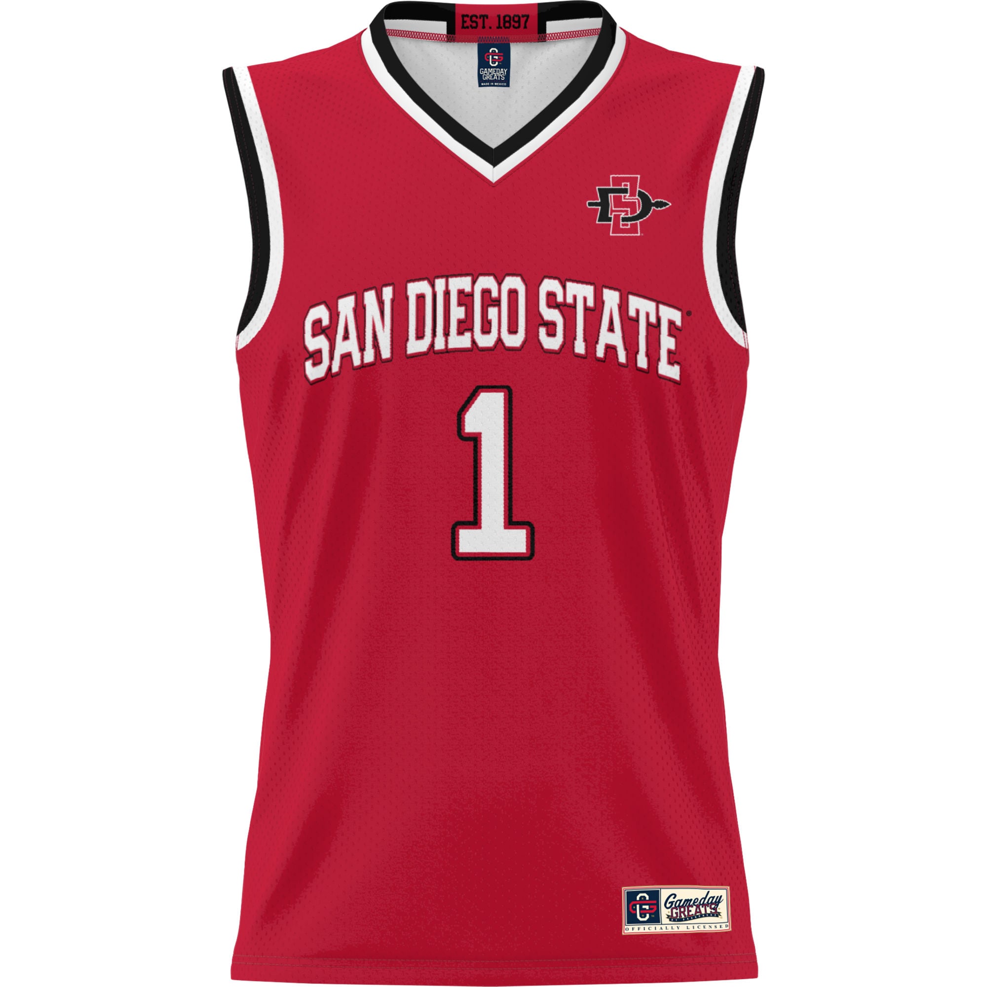 #1 San Diego State Aztecs Lightweight Basketball Jersey Scarlet - front view