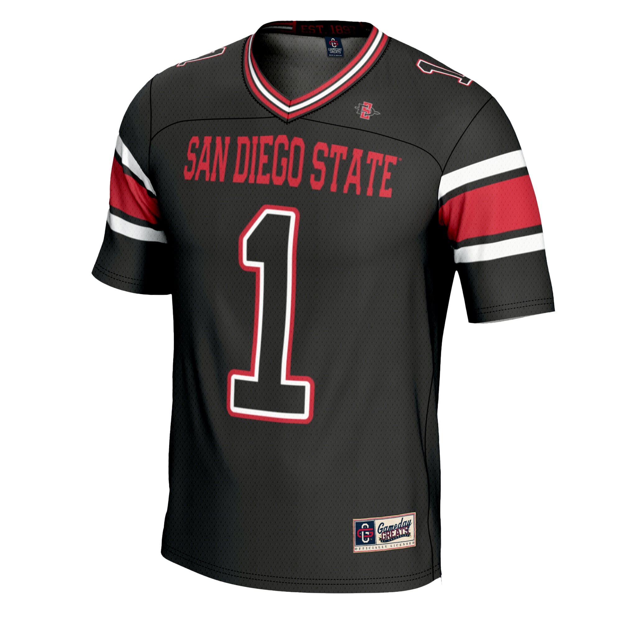 #1 San Diego State Aztecs Youth Football Jersey Black - front view